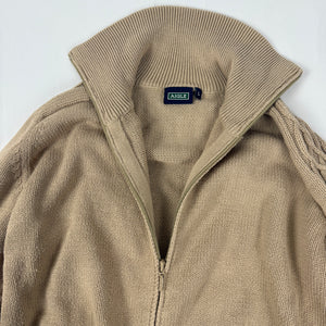 Beige 100% cotton zip up cardigan jumper (L)