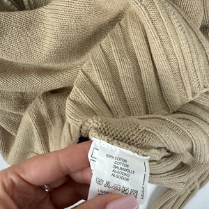 Beige 100% cotton zip up cardigan jumper (L)