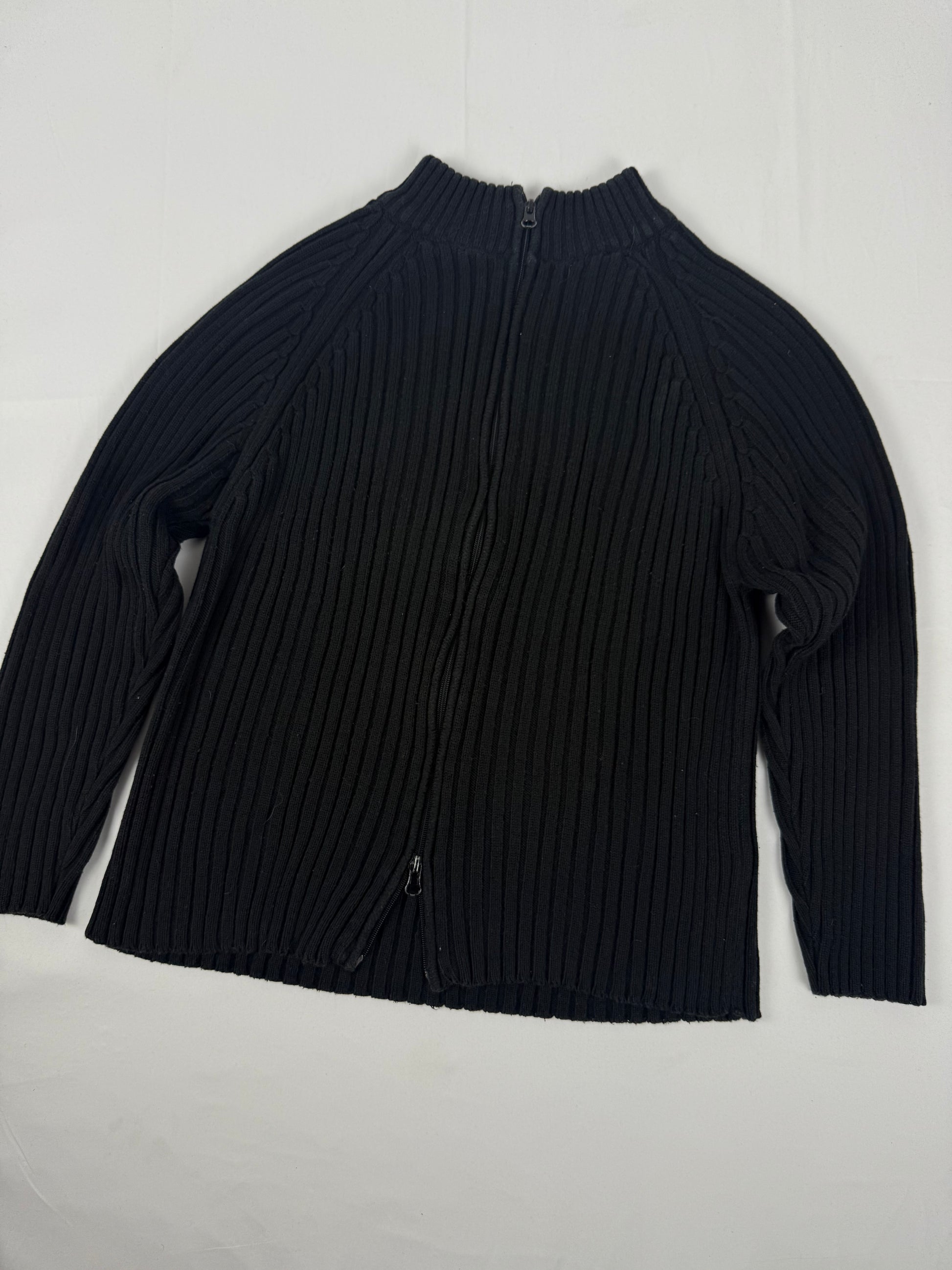 Black ribbed zip up jumper (XL)