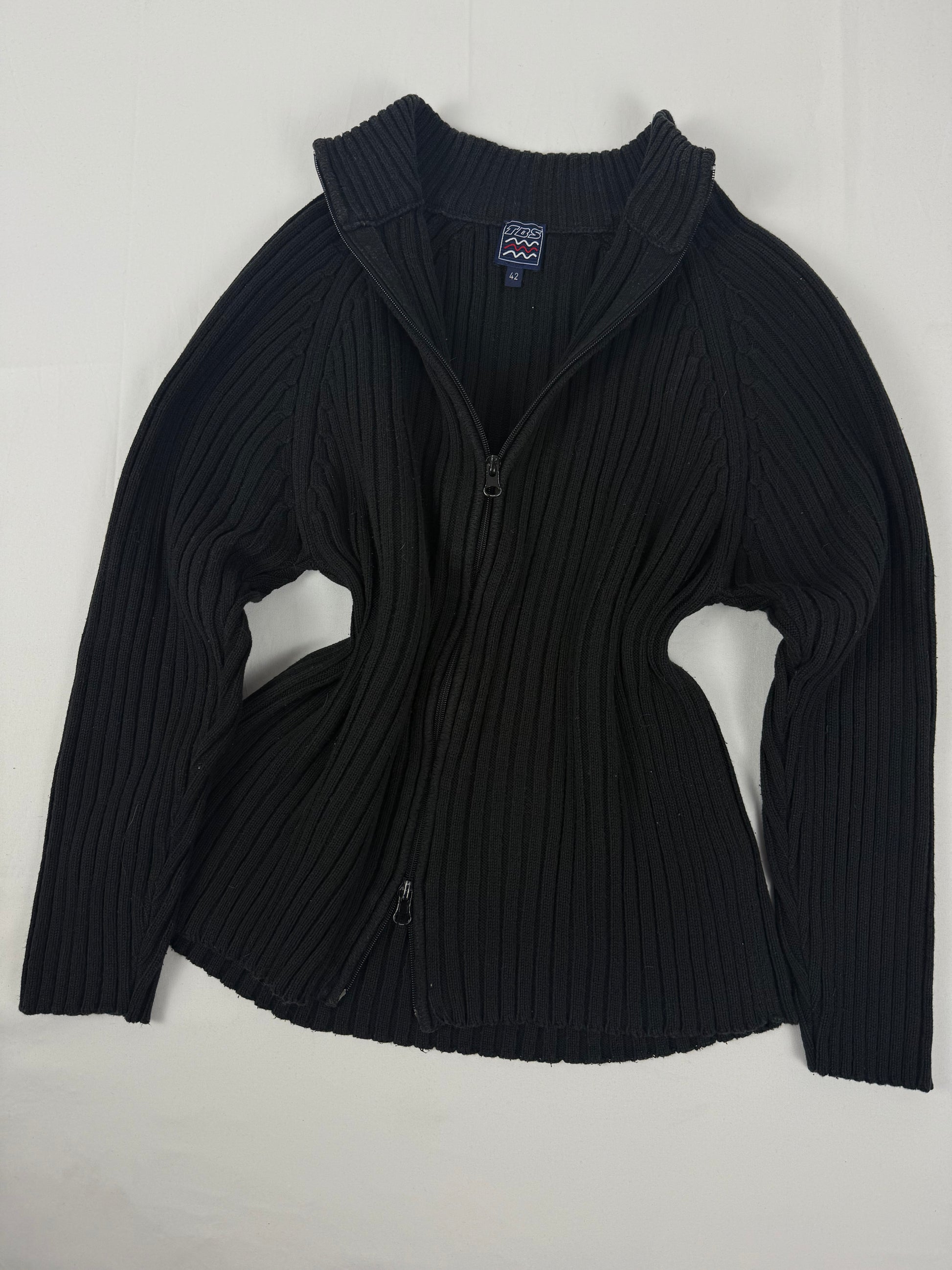 Black ribbed zip up jumper (XL)