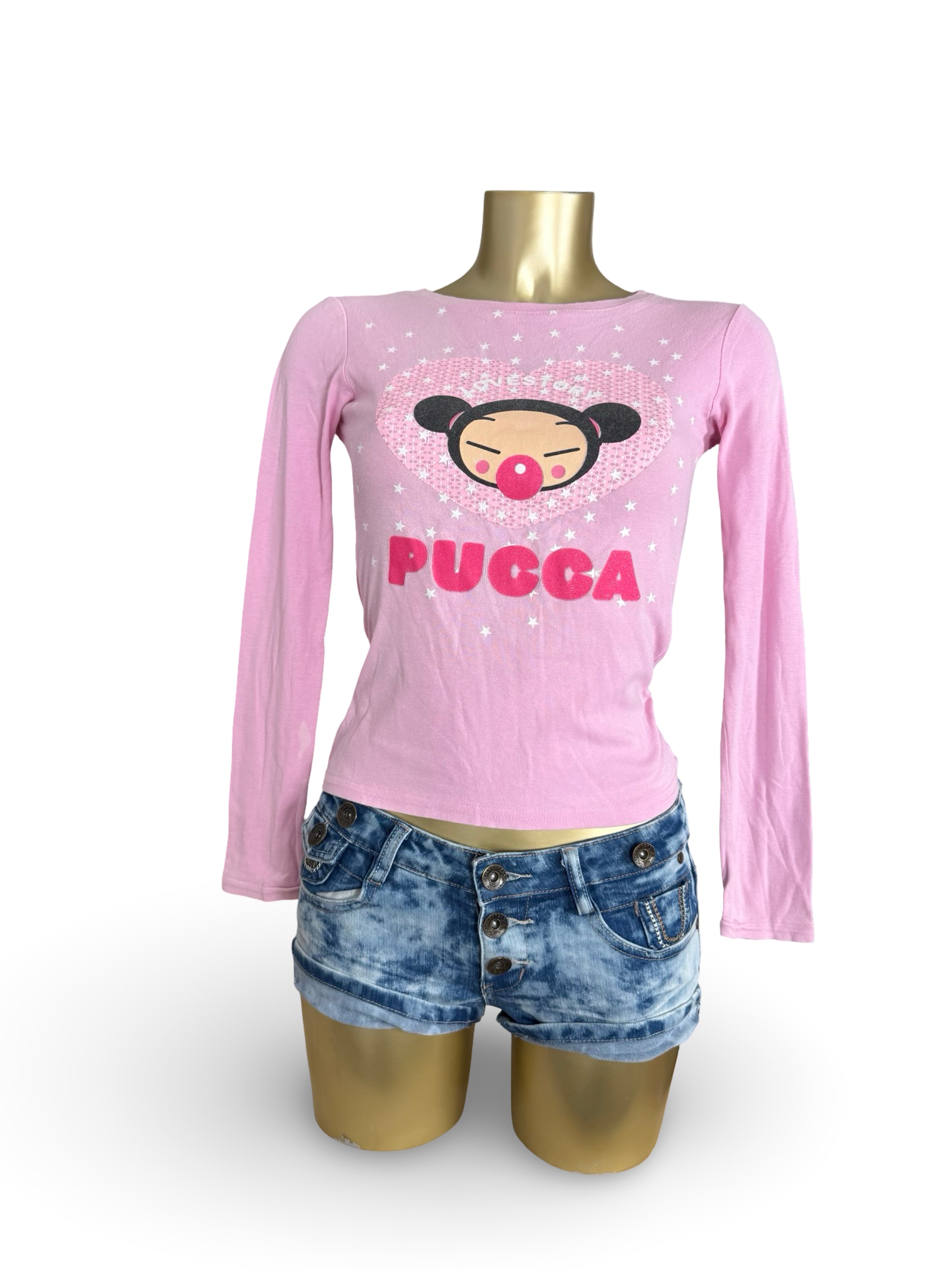 Pink graphic long sleeves top (S)