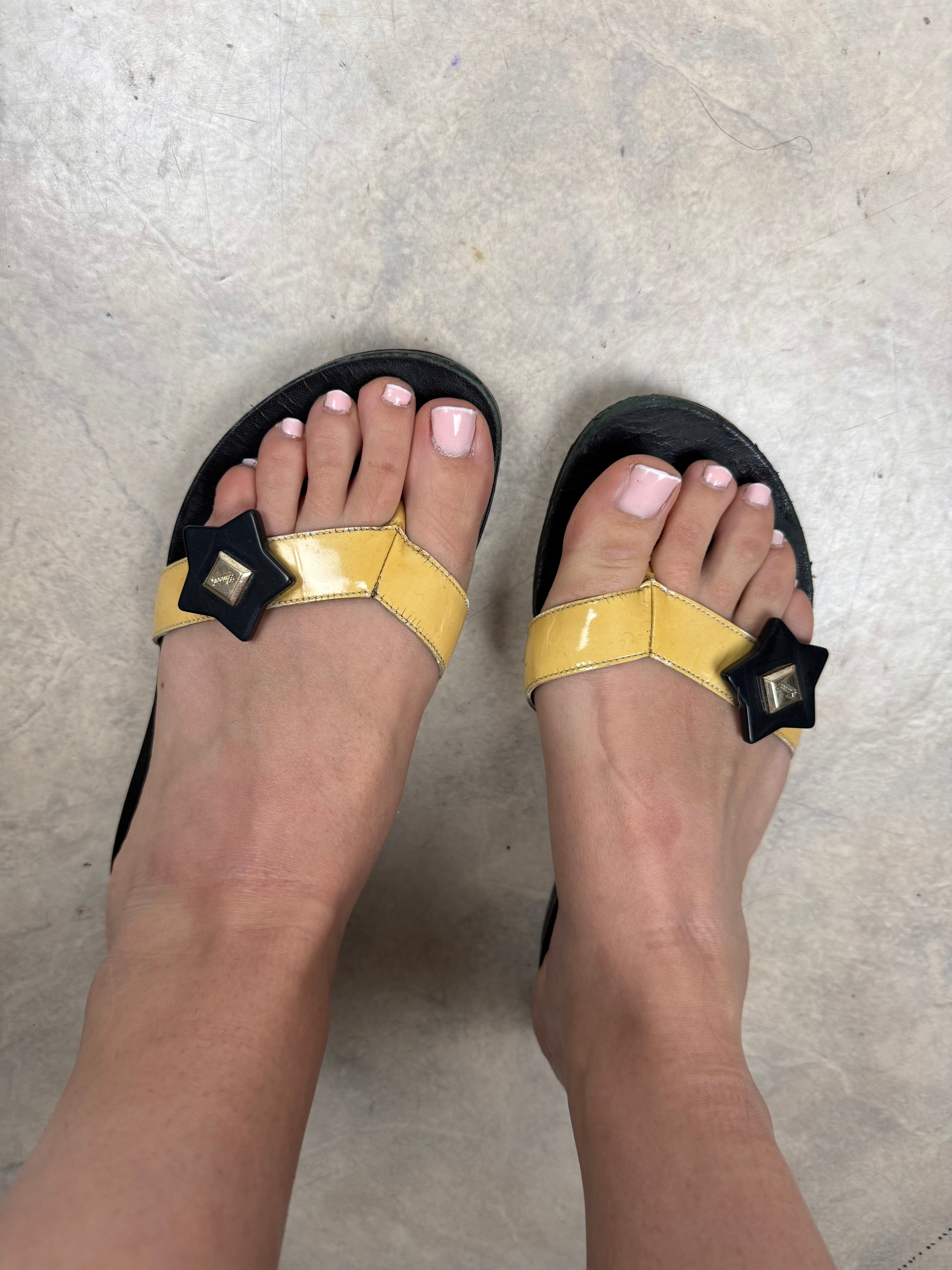 Black real leather thongs flip flops (36)