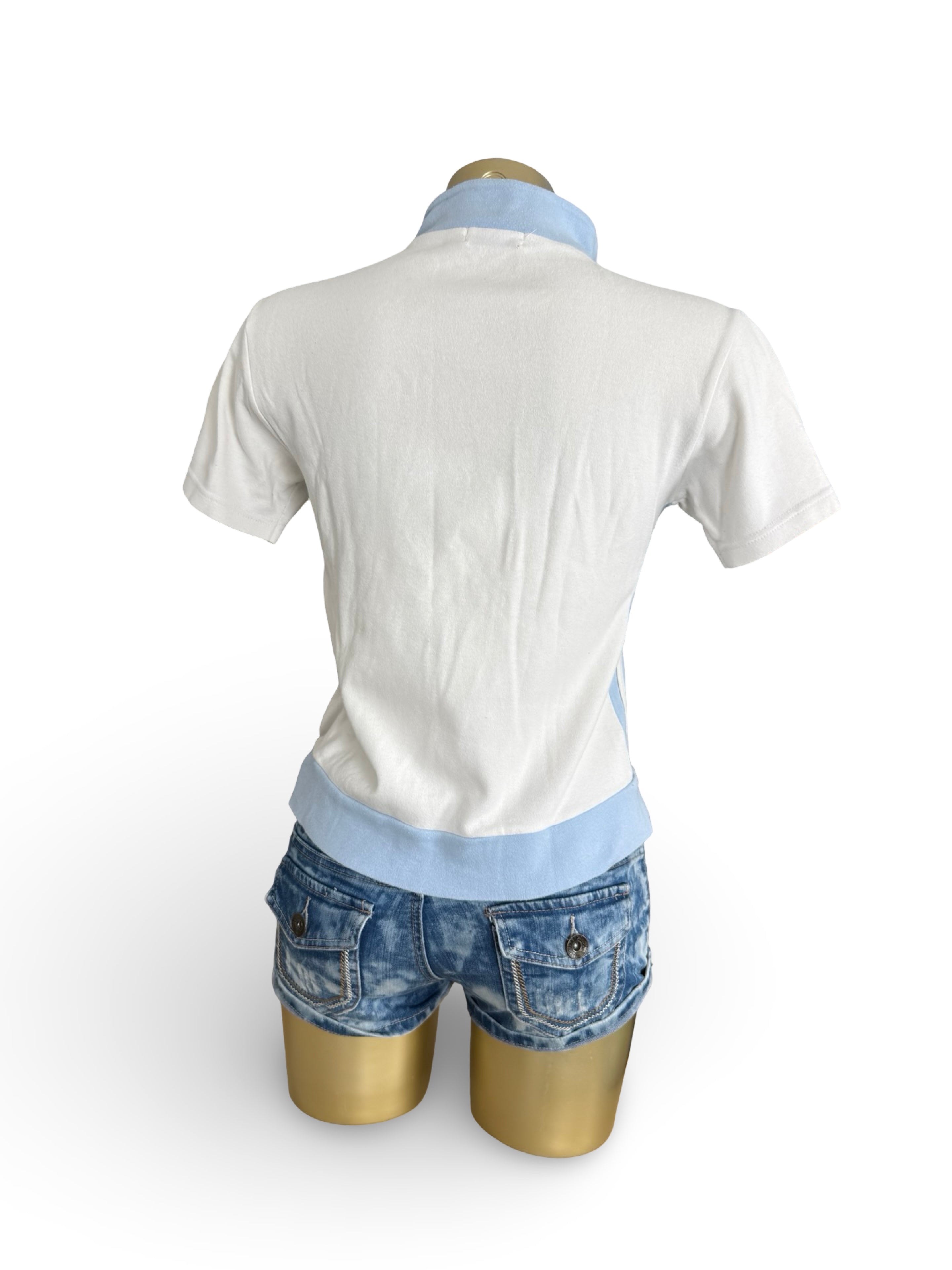 Blue cotton zip up tee (M)