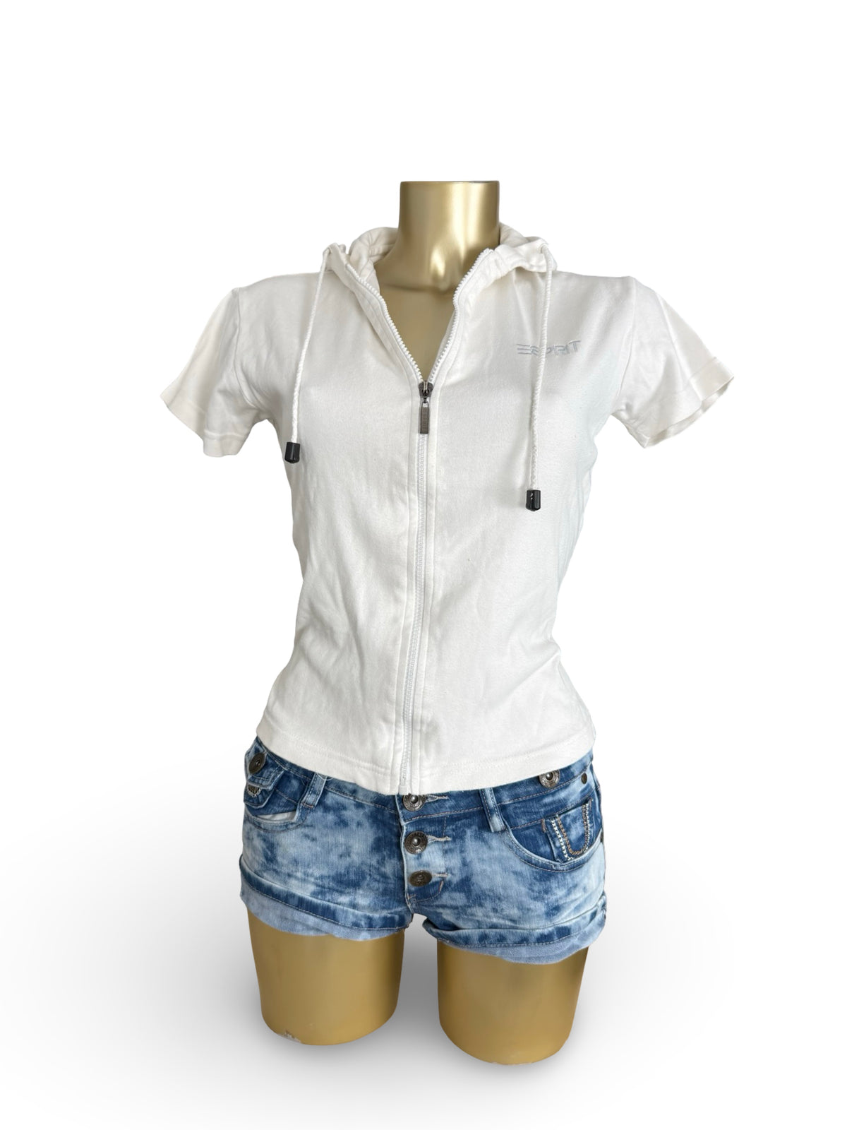 White zip up short sleeves sweatshirt (XL)