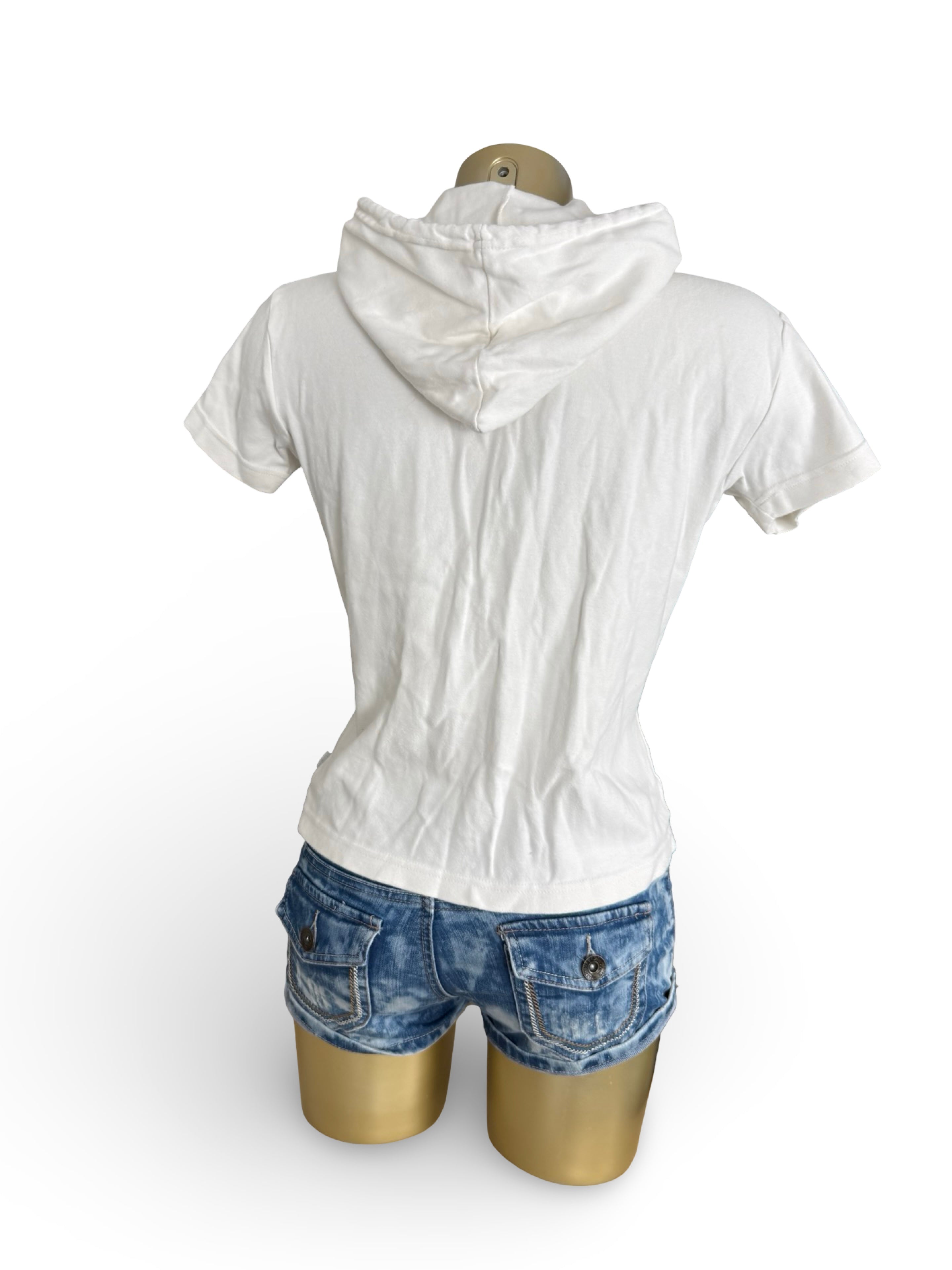 White zip up short sleeves sweatshirt (XL)