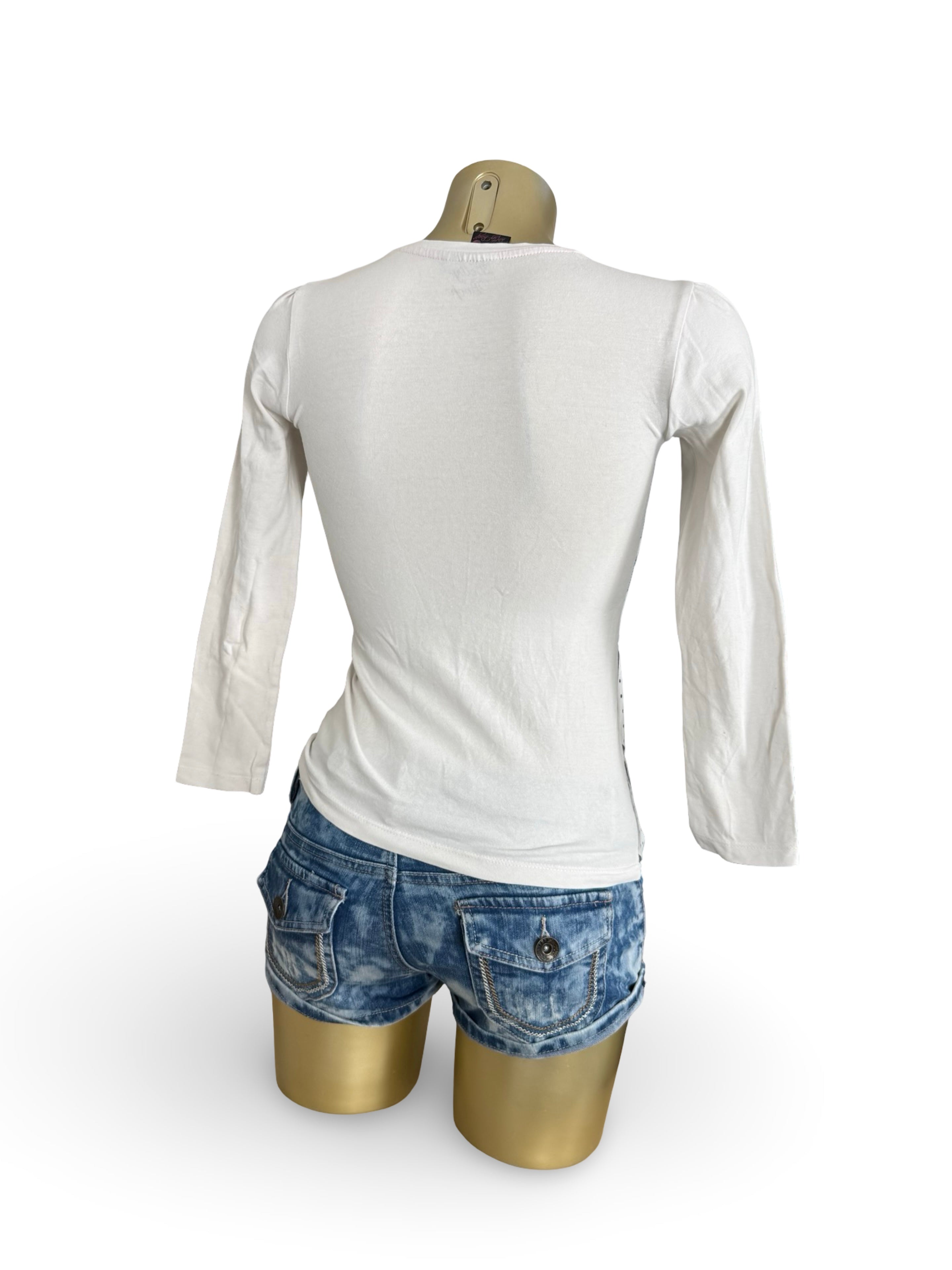 White graphic long sleeves top (XS)
