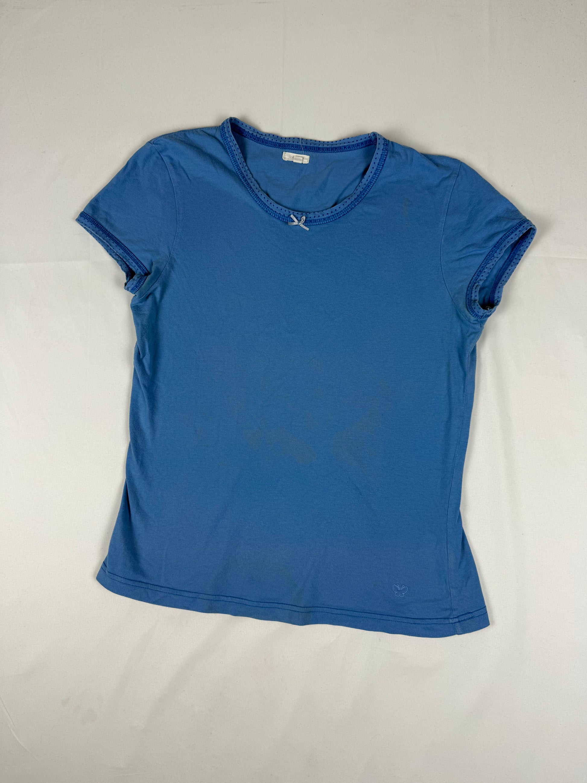 Blue 100% cotton coquette tee (L)