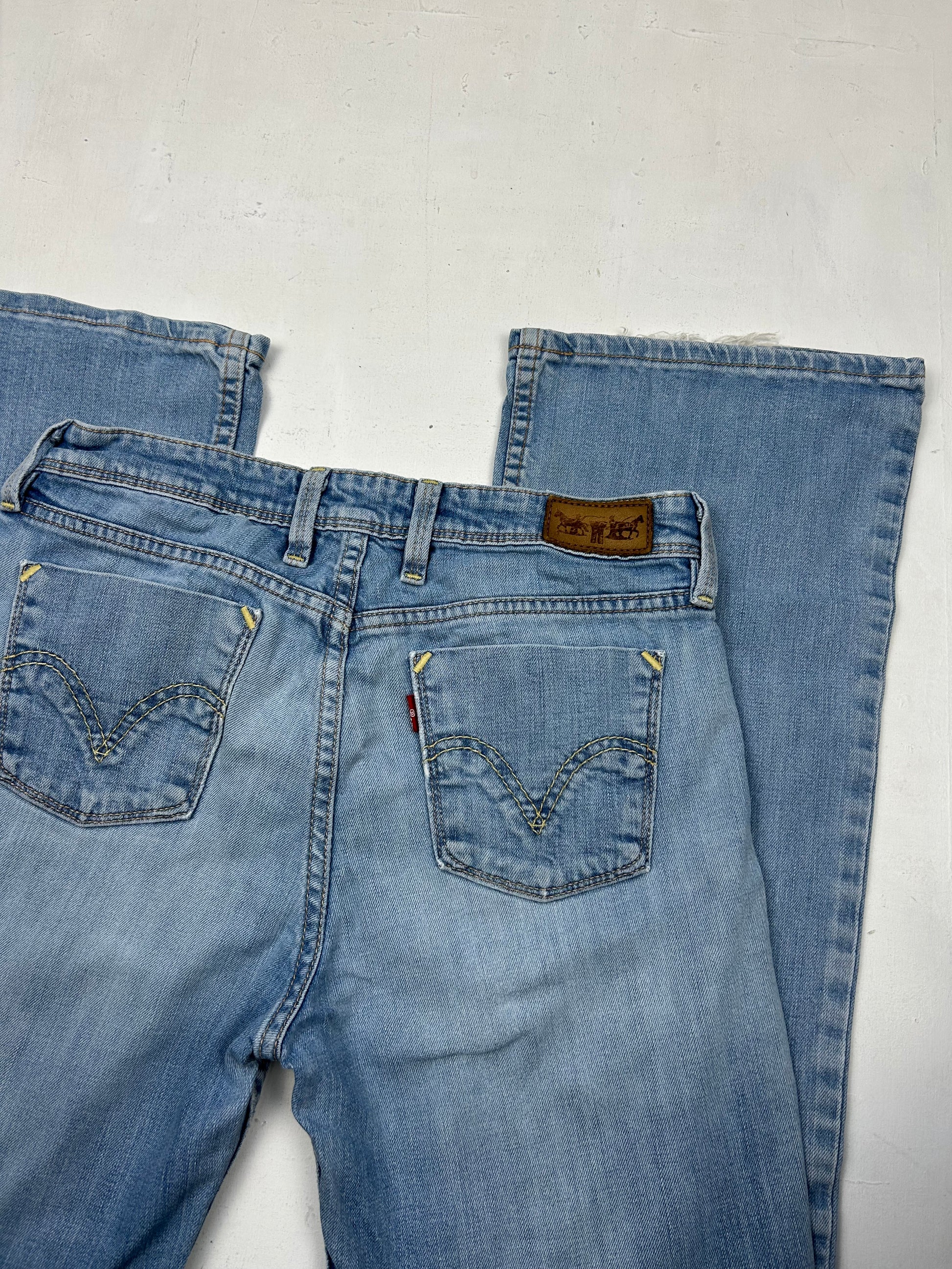 Blue denim  low waist flare bootcut pants (S)