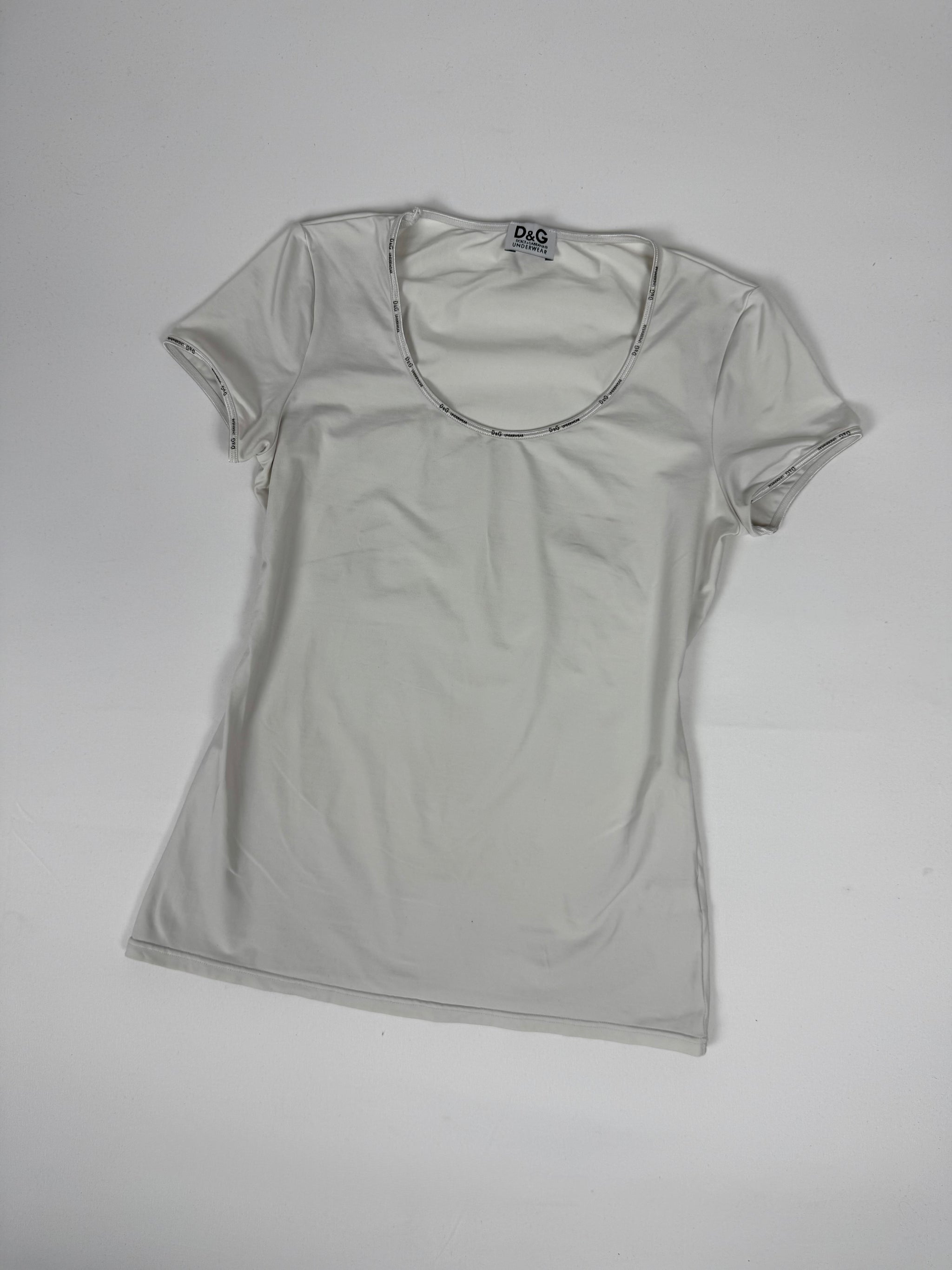 White lycra logo stretchy tee (M)