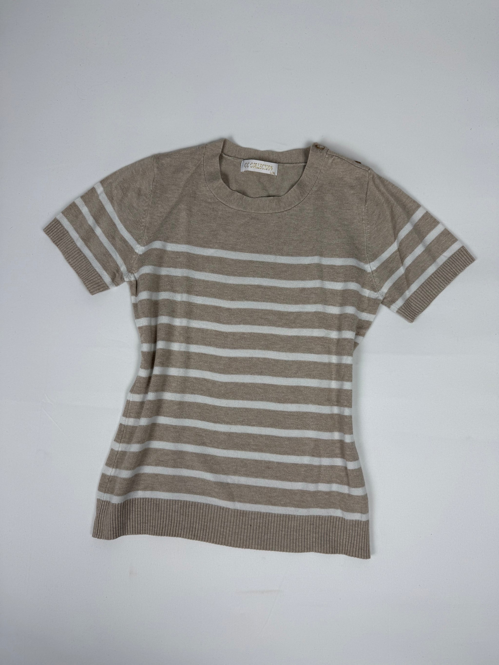 Beige striped short sleeves jumper (M)