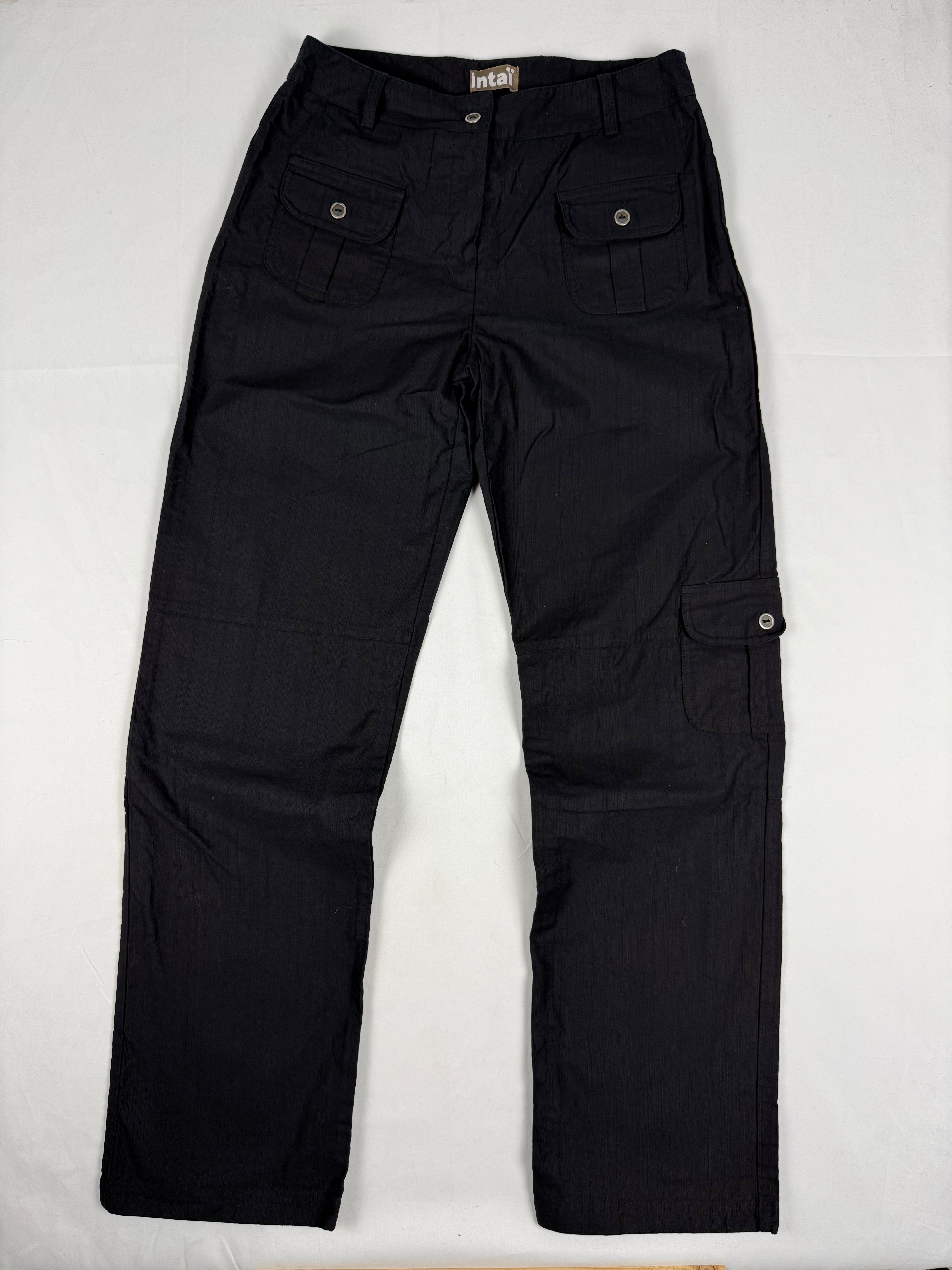 Black mid rise baggy cargo pants (S)