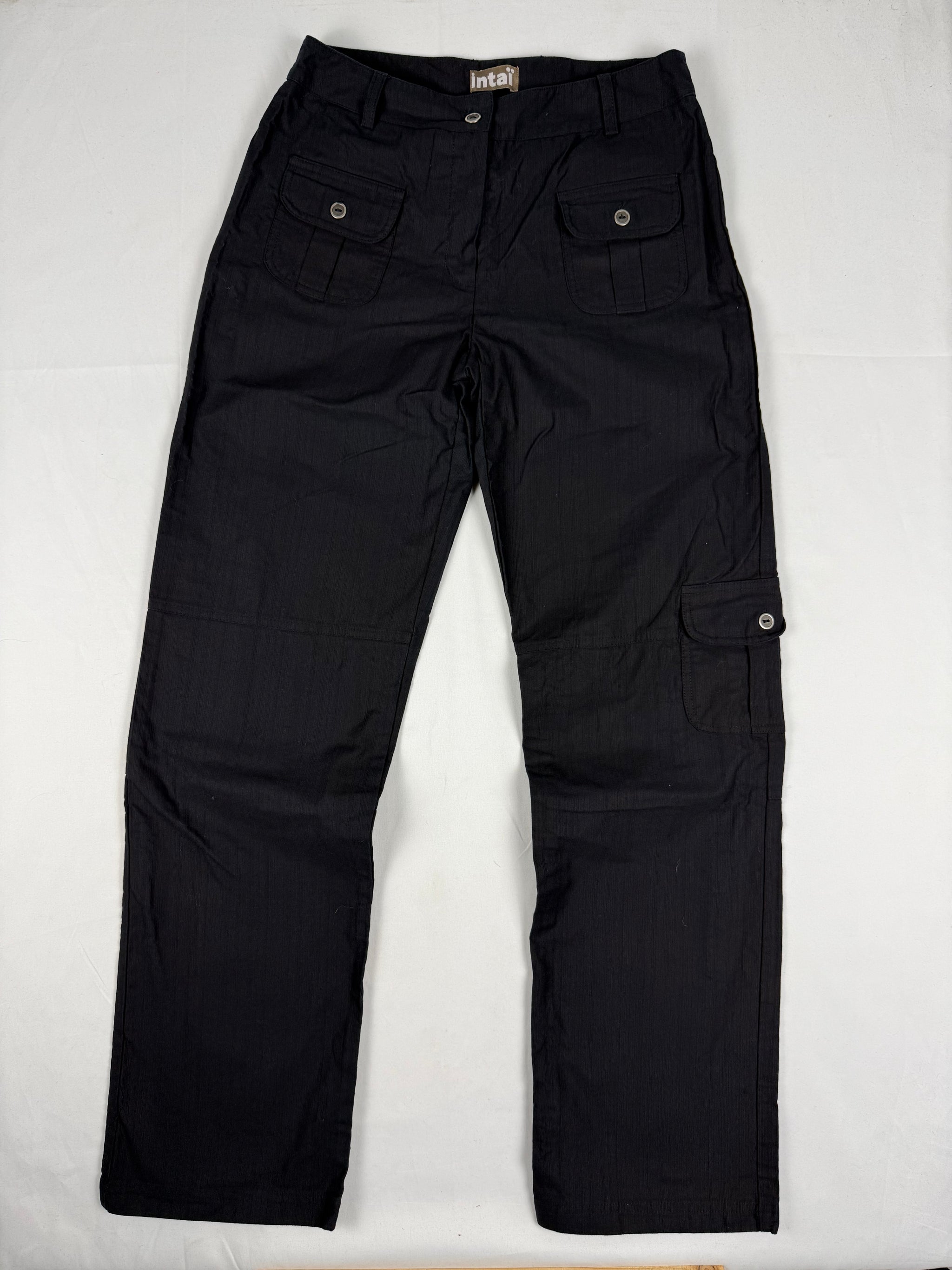 Black mid rise baggy cargo pants (S)