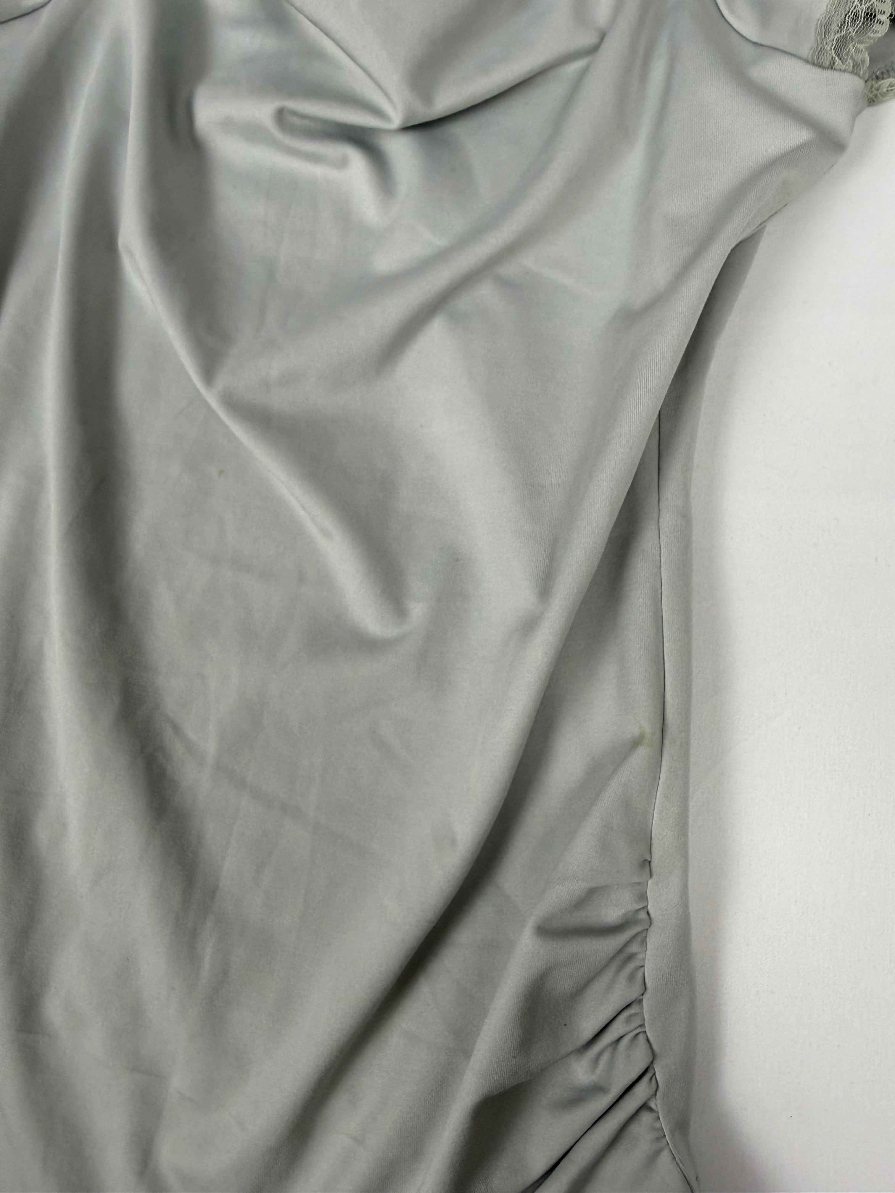 Grey lace lycra ruched tee (M)