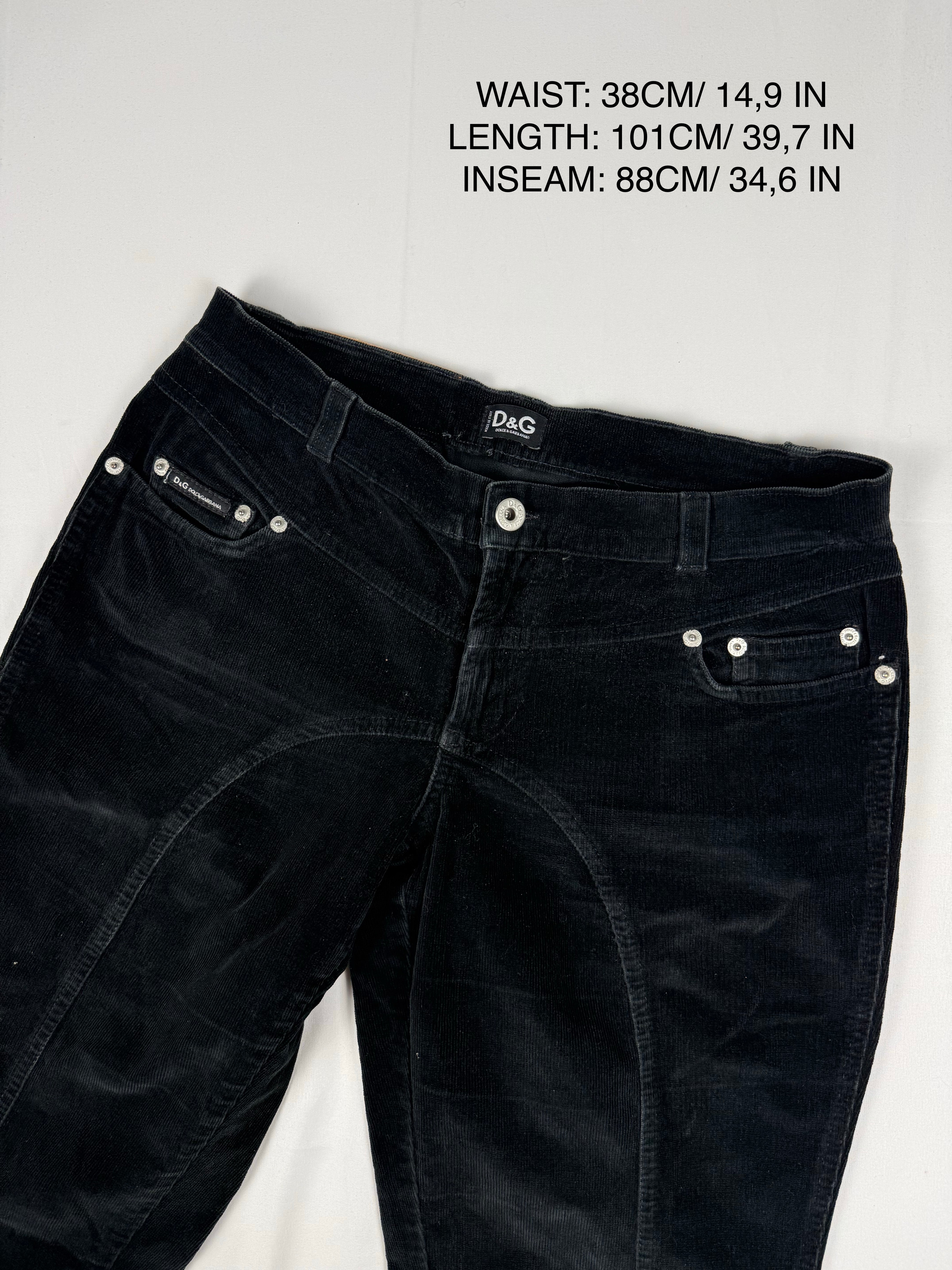 Black velvet ribbed low rise straight legs pants (M/L)