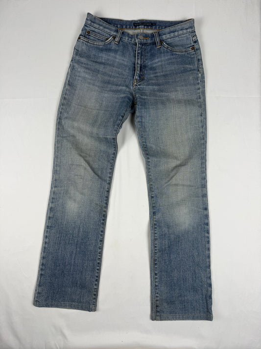 Blue denim cotton mid rise  pants (S)