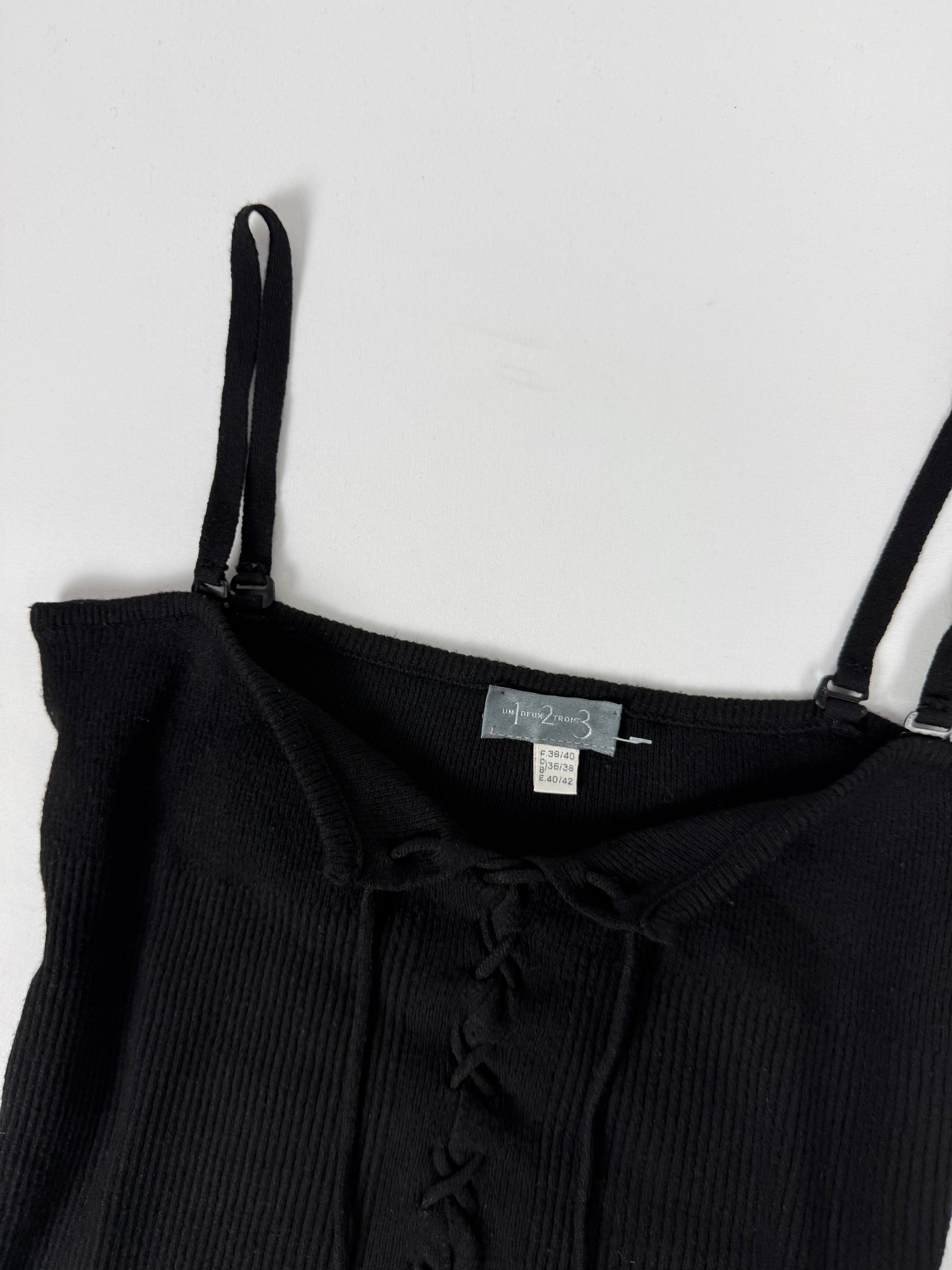 Black lace up tight fit cami top (M/L)