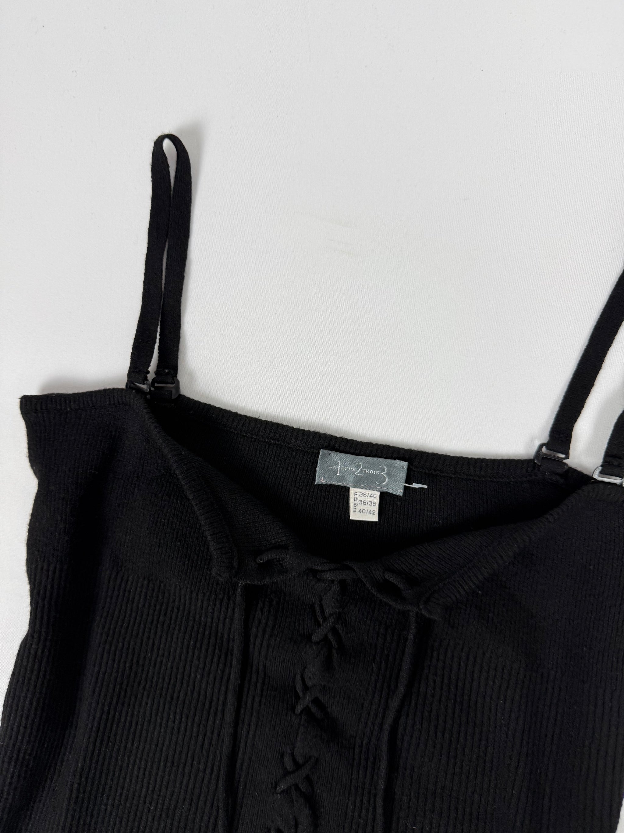 Black lace up tight fit cami top (M/L)