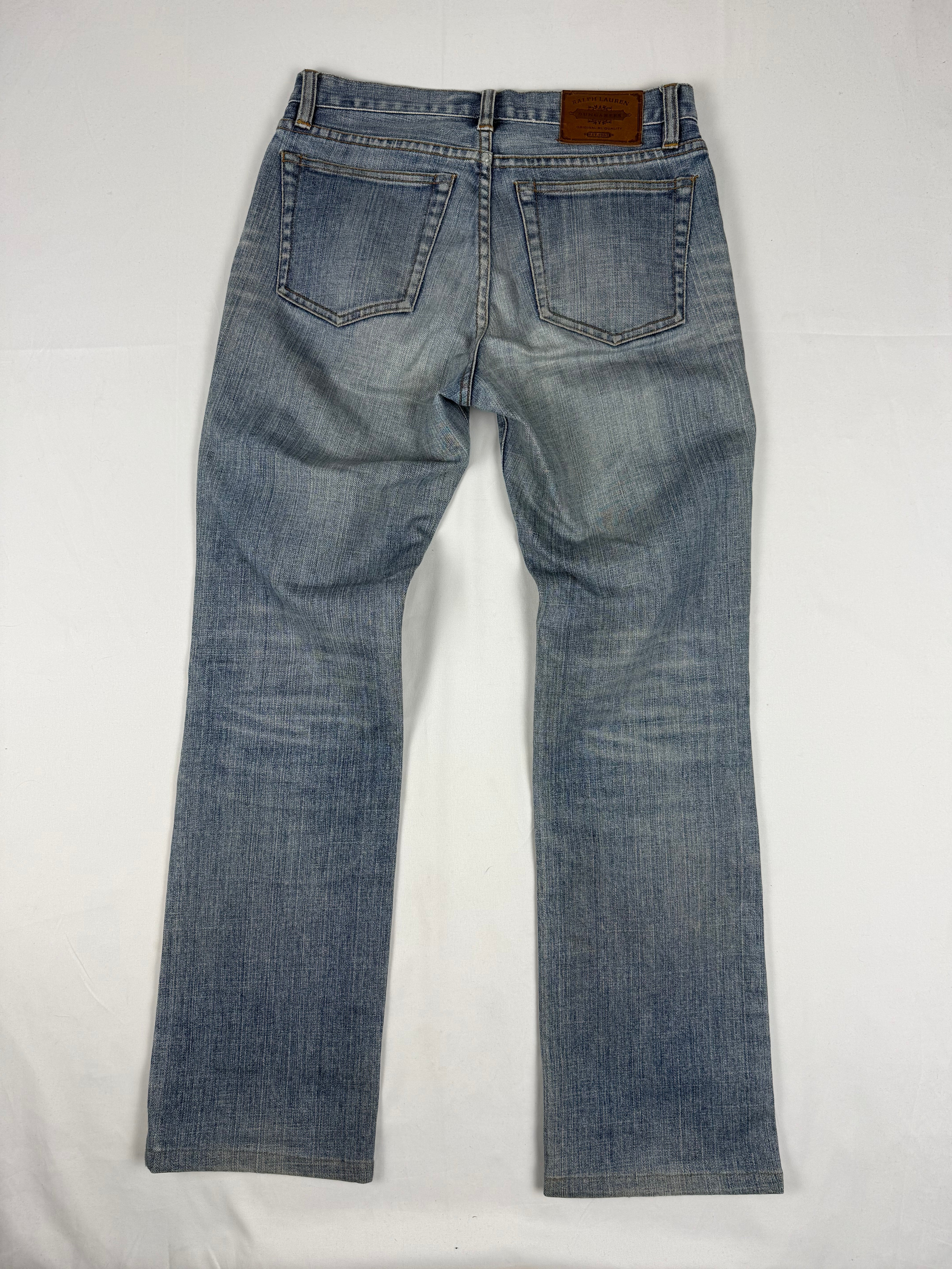 Blue denim cotton mid rise  pants (S)