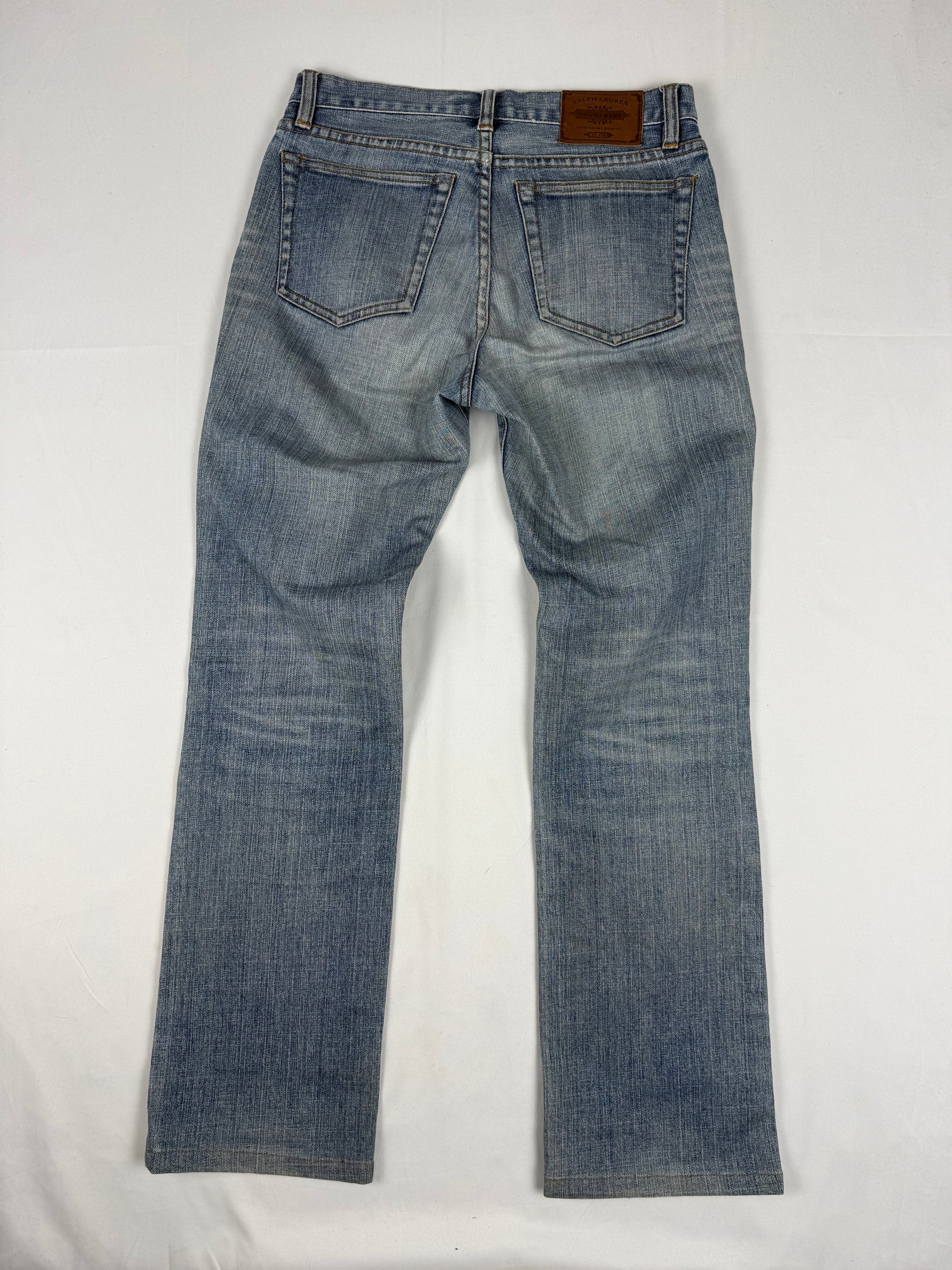 Blue denim cotton mid rise  pants (S)