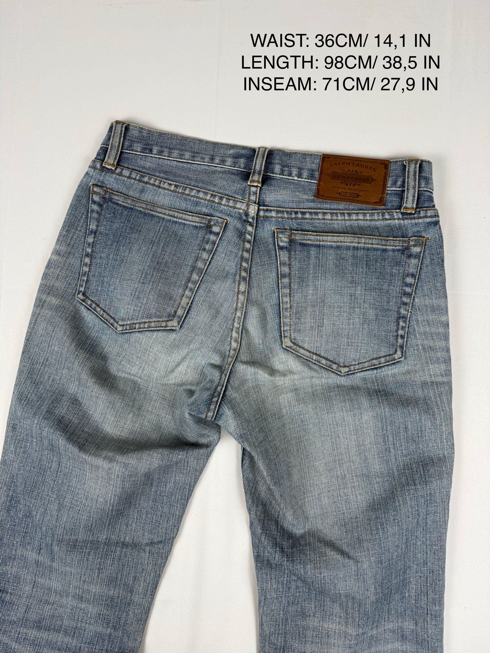 Blue denim cotton mid rise  pants (S)