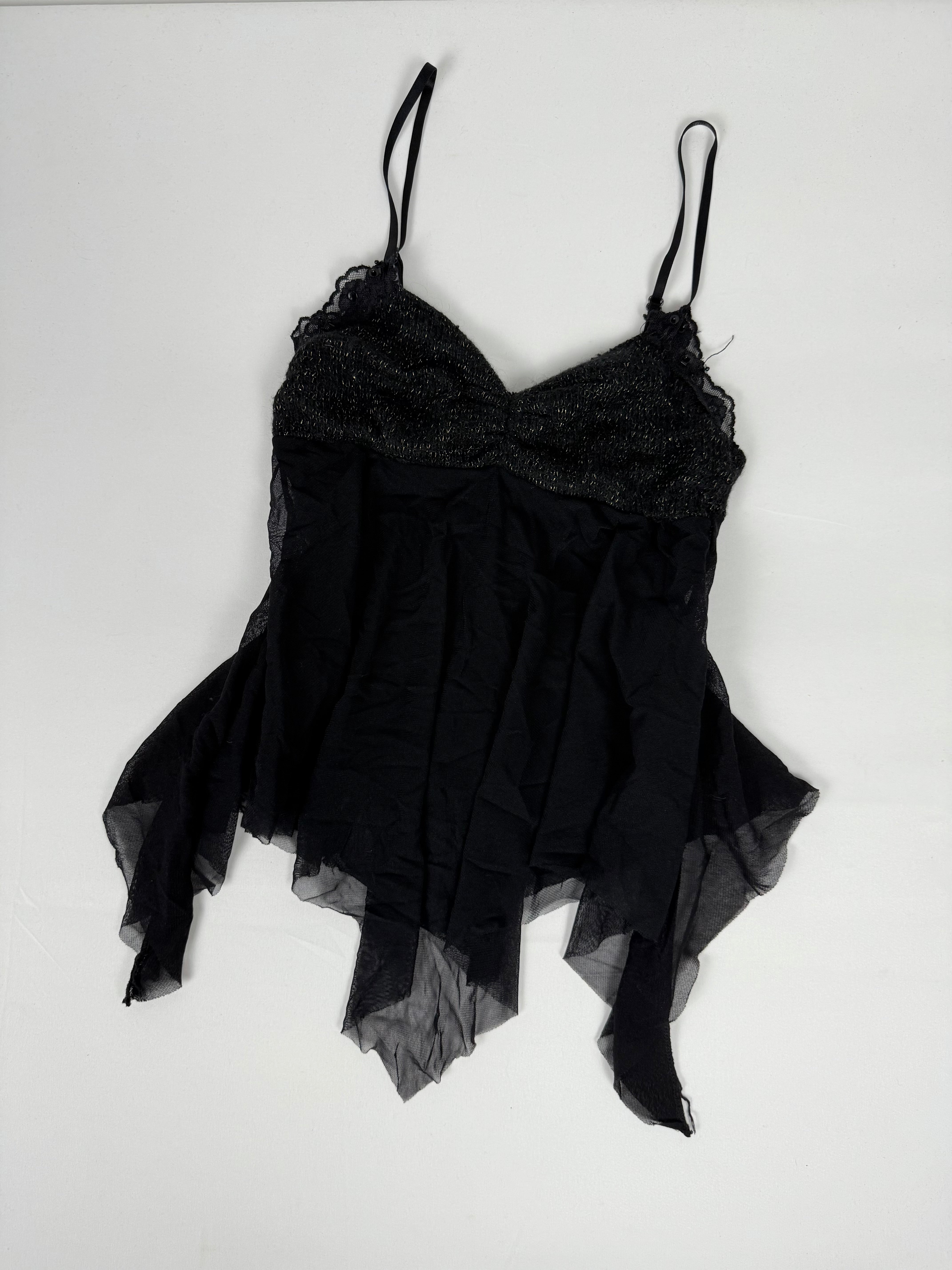 Black mesh asymmetric top (S)
