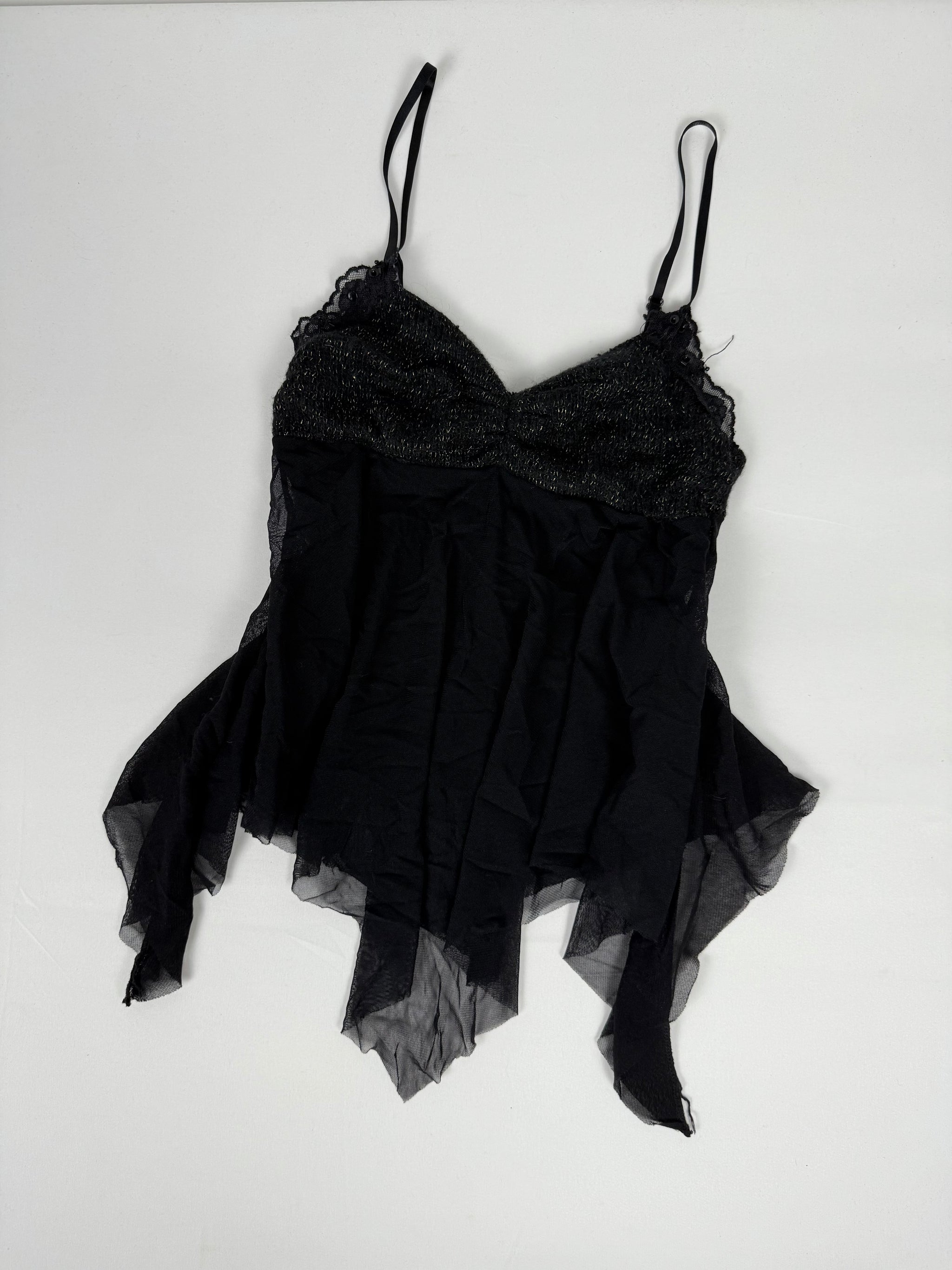Black mesh asymmetric top (S)