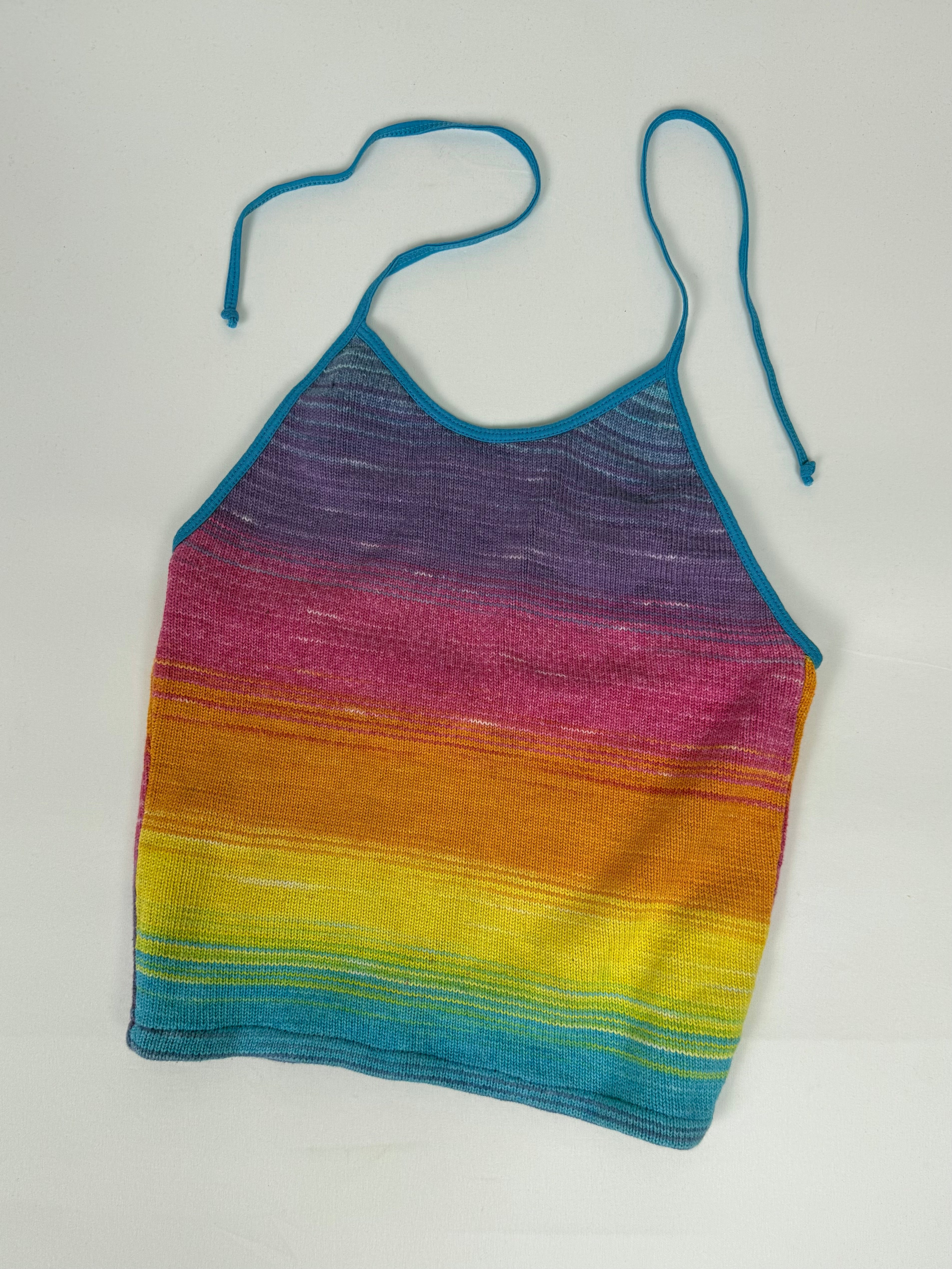 Multicolor knitted backless tie up top (S)