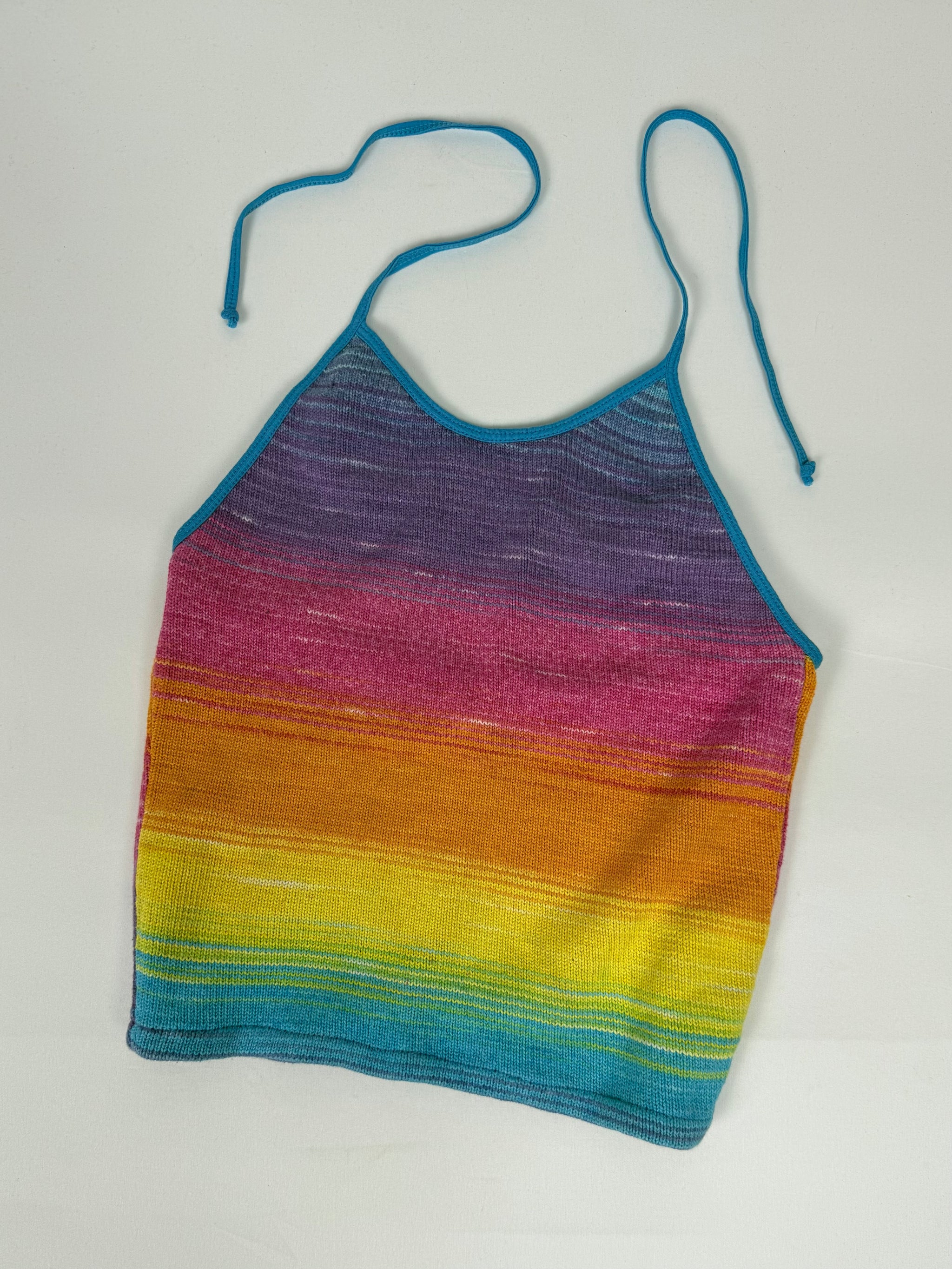 Multicolor knitted backless tie up top (S)