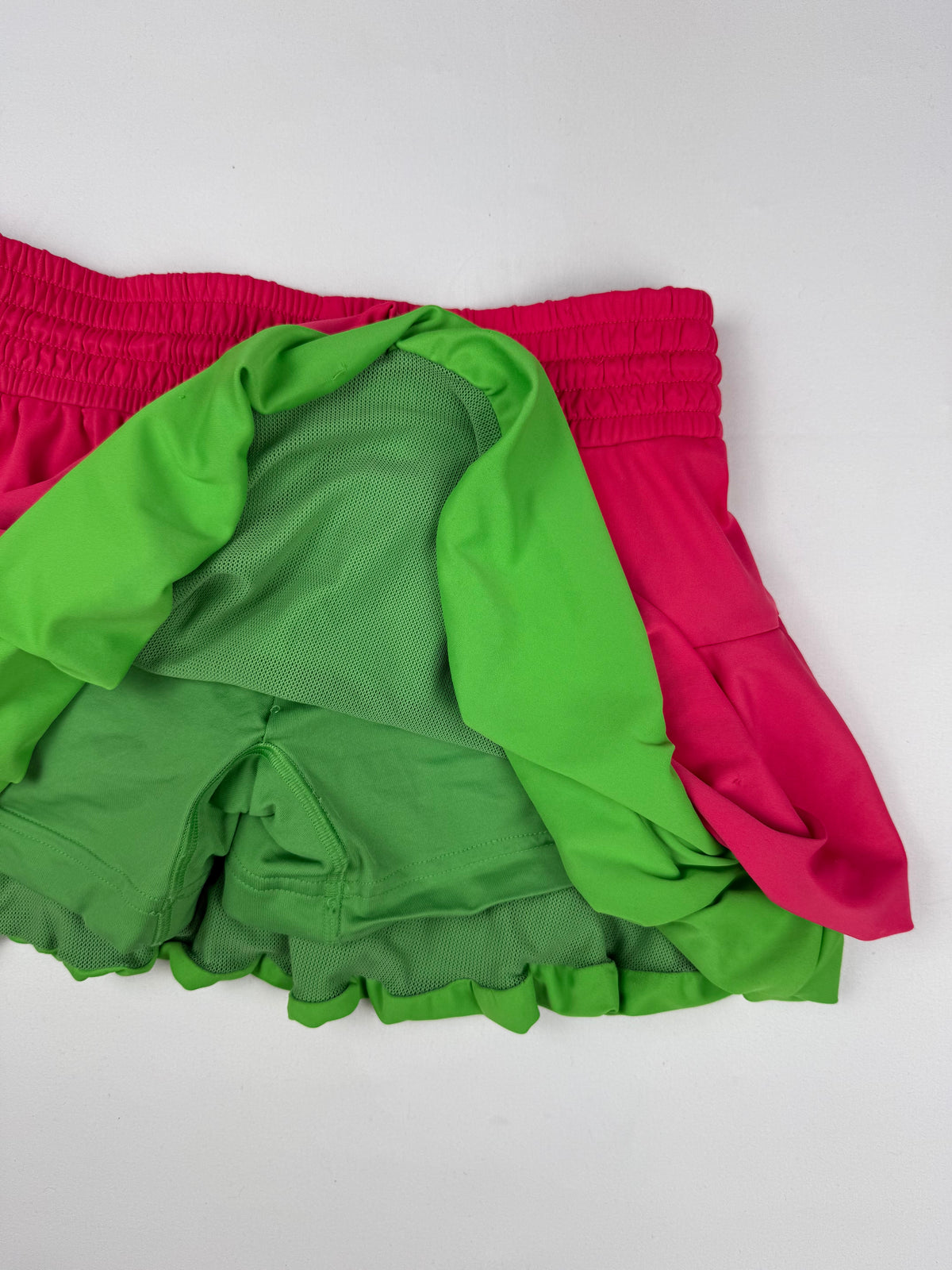Pink pleated mini skirt (S)