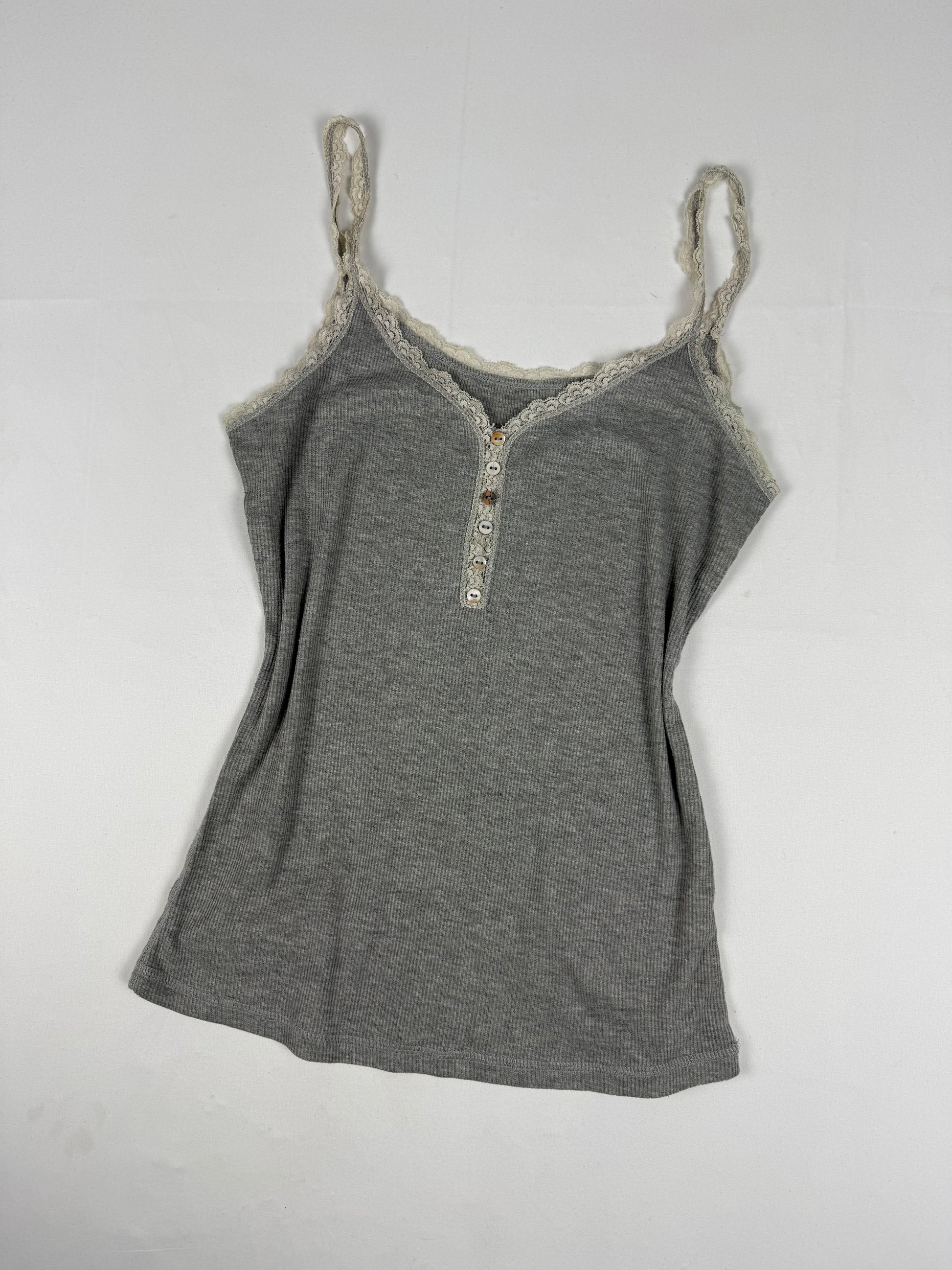 Grey lace straps cotton cami top (S/M)