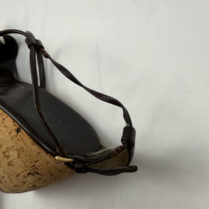 Brown real leather wedge heels (36)