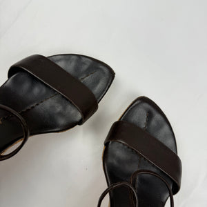 Brown real leather wedge heels (36)