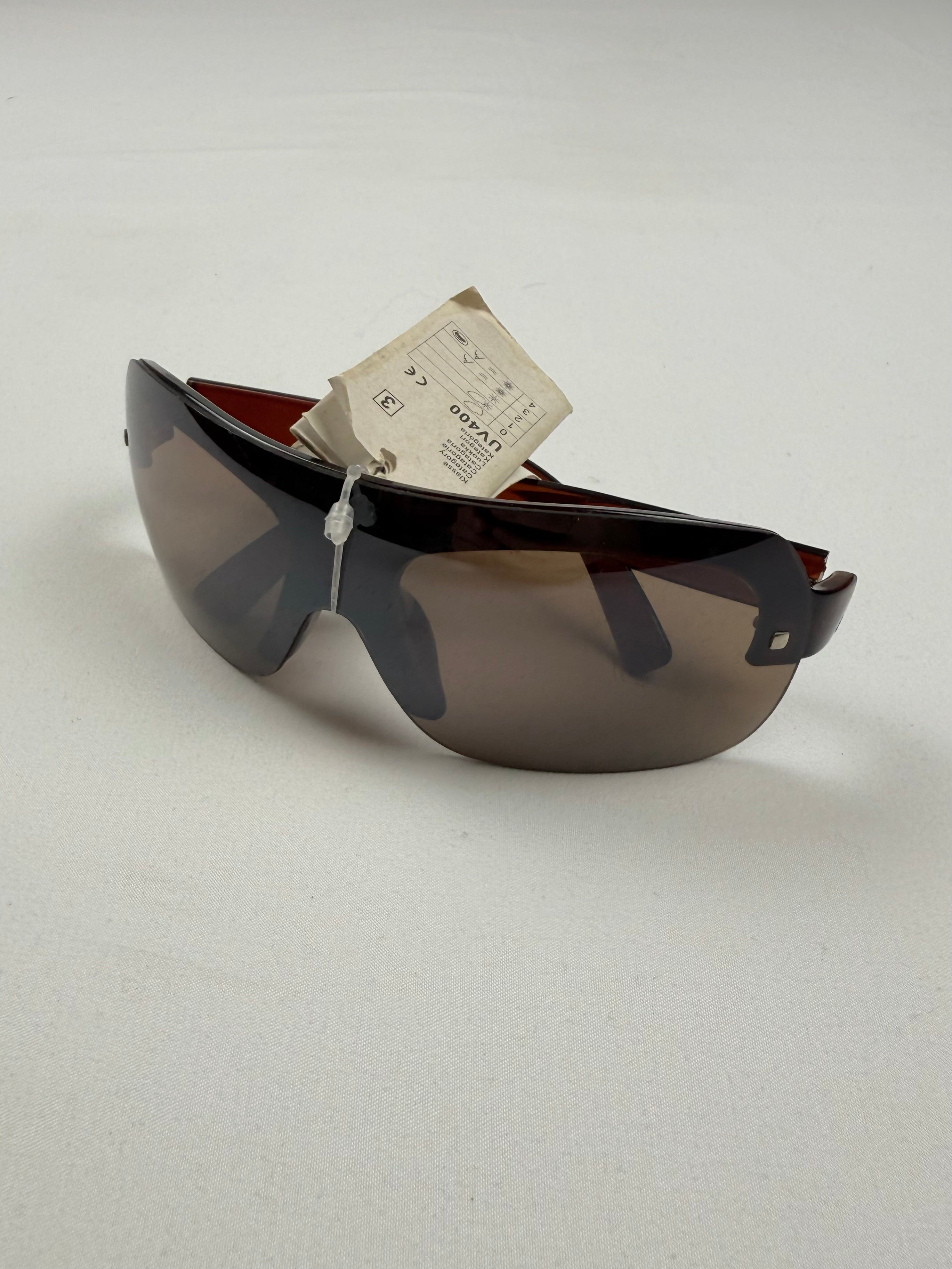 Brown shield brand new sunglasses