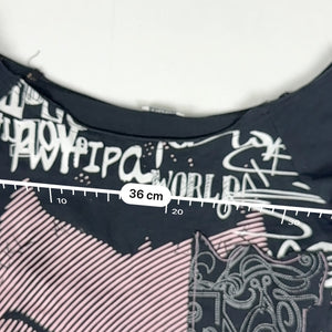 Black graphic tight fit 3/4 sleeves top (S/M)