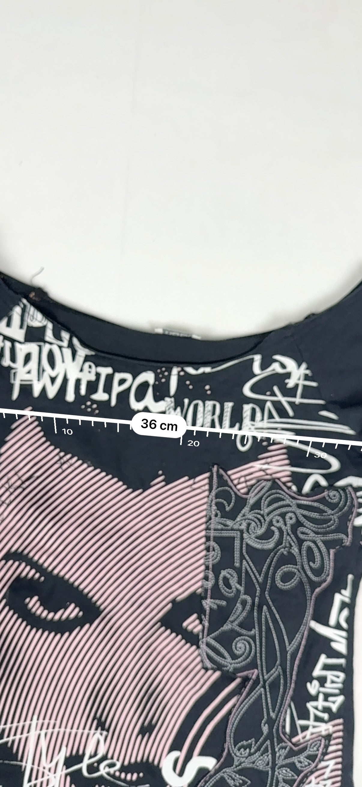 Black graphic tight fit 3/4 sleeves top (S/M)