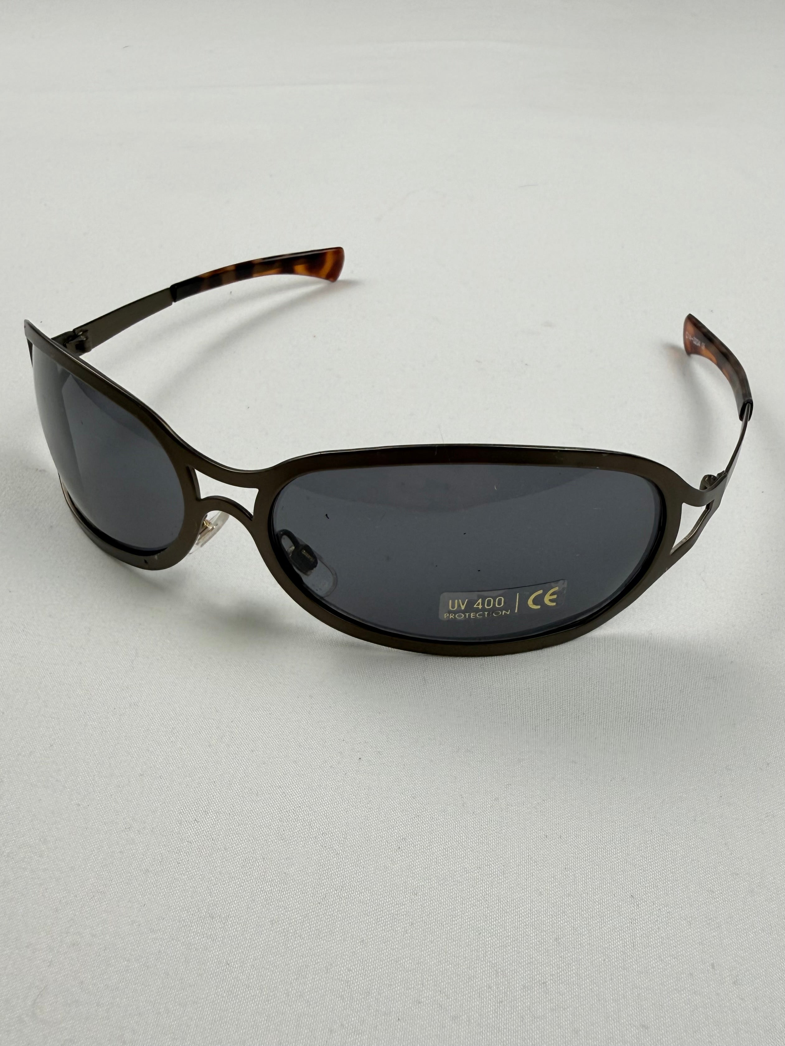 Lunettes de soleil à strass marron et doré