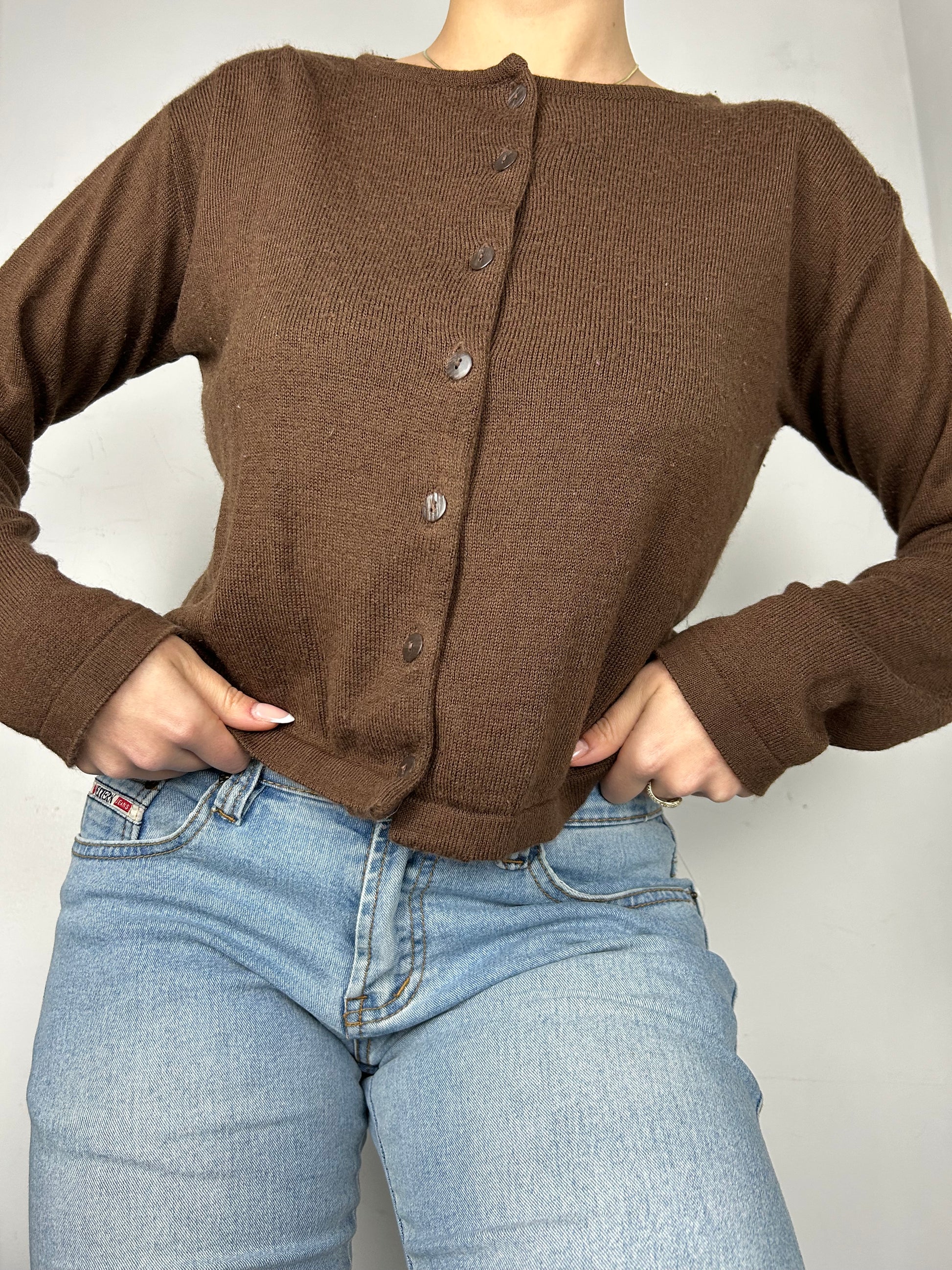 Brown cardigan jumper (L)