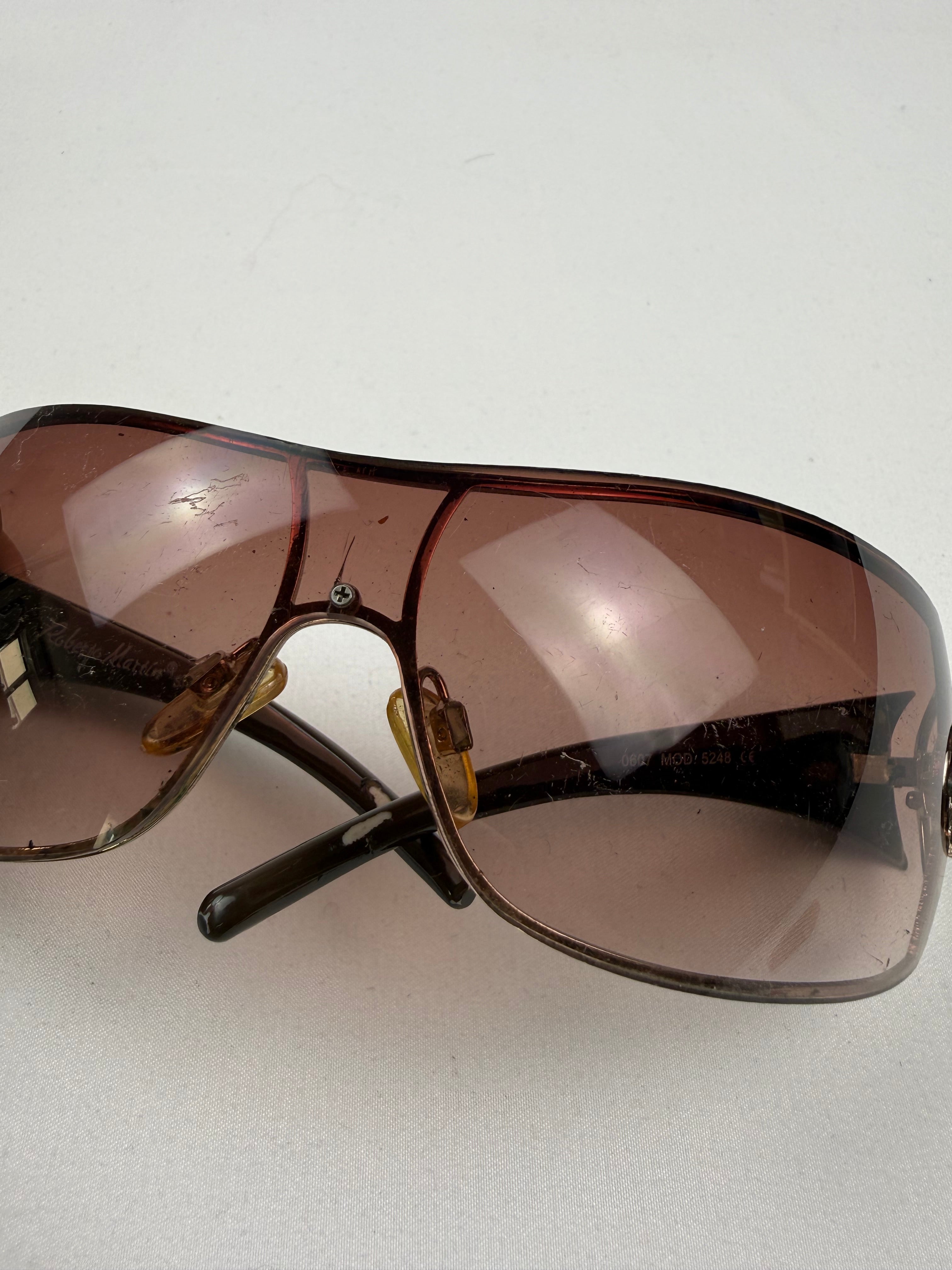Brown & gold shield sunglasses