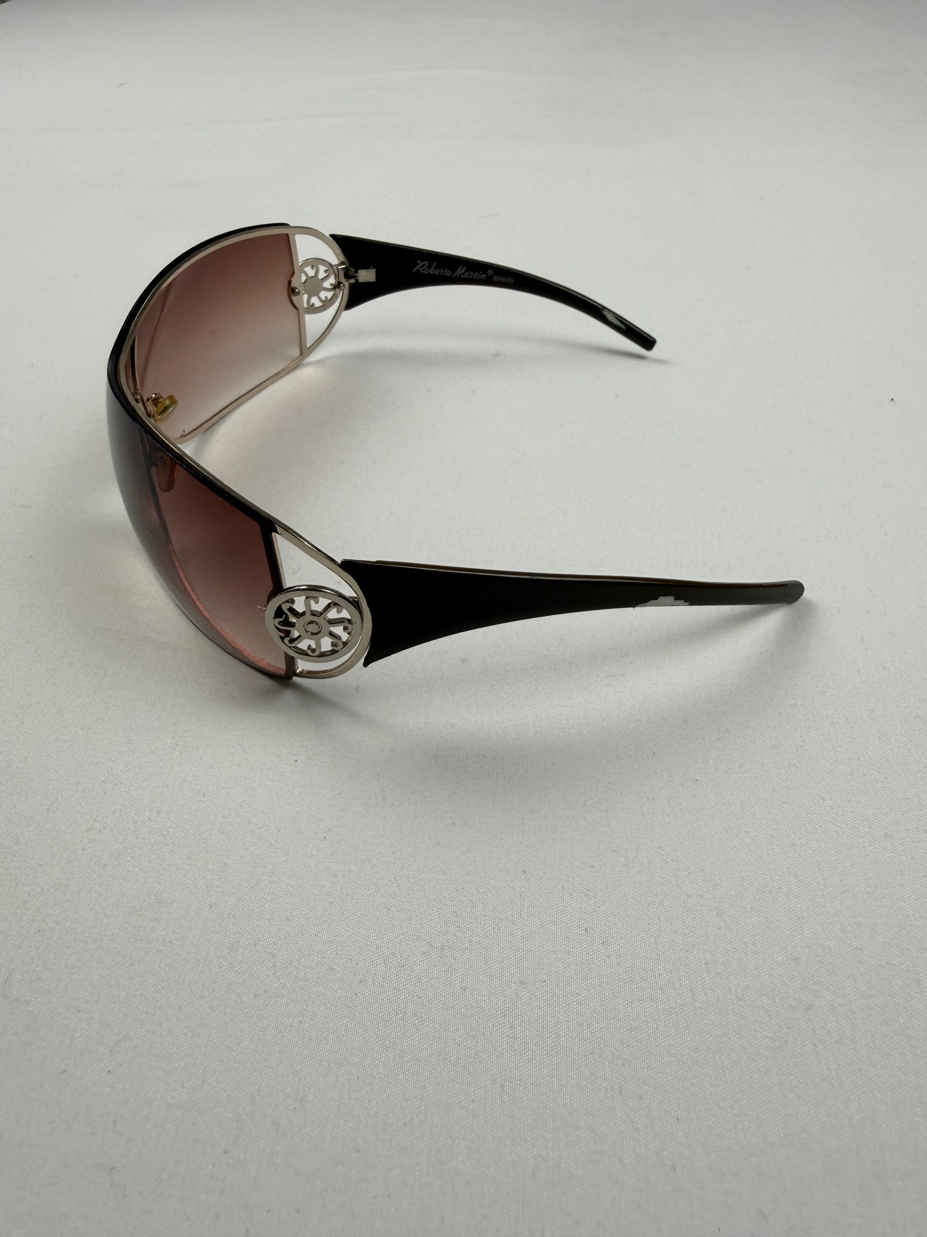 Brown & gold shield sunglasses