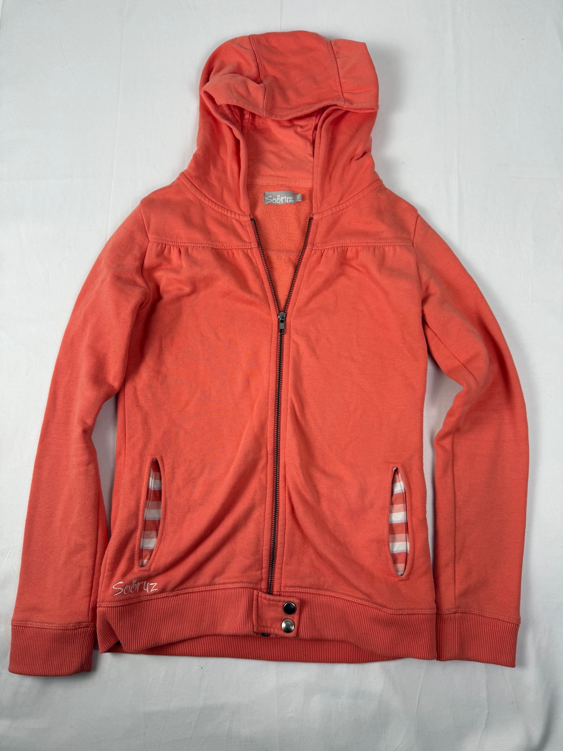 Orange zip up logo cotton hoodie (S/M)