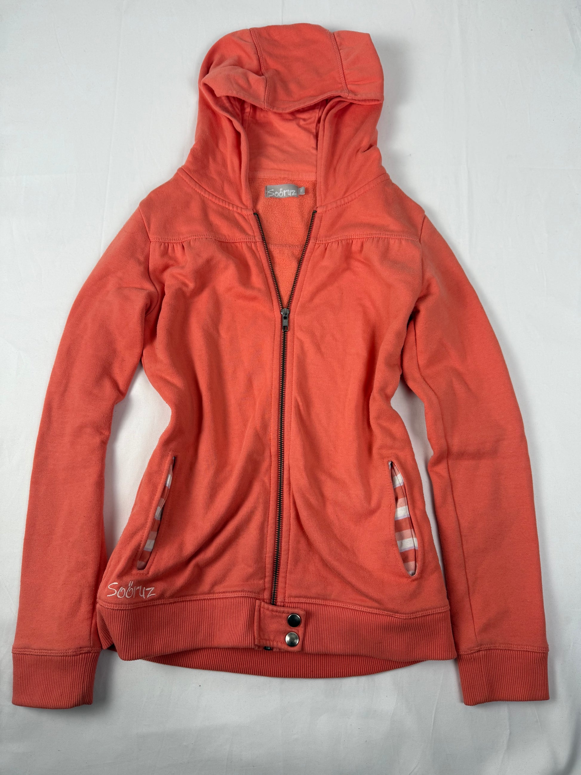 Orange zip up logo cotton hoodie (S/M)