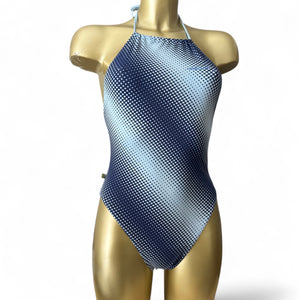 Blue lycra backless body swimsuit (S)