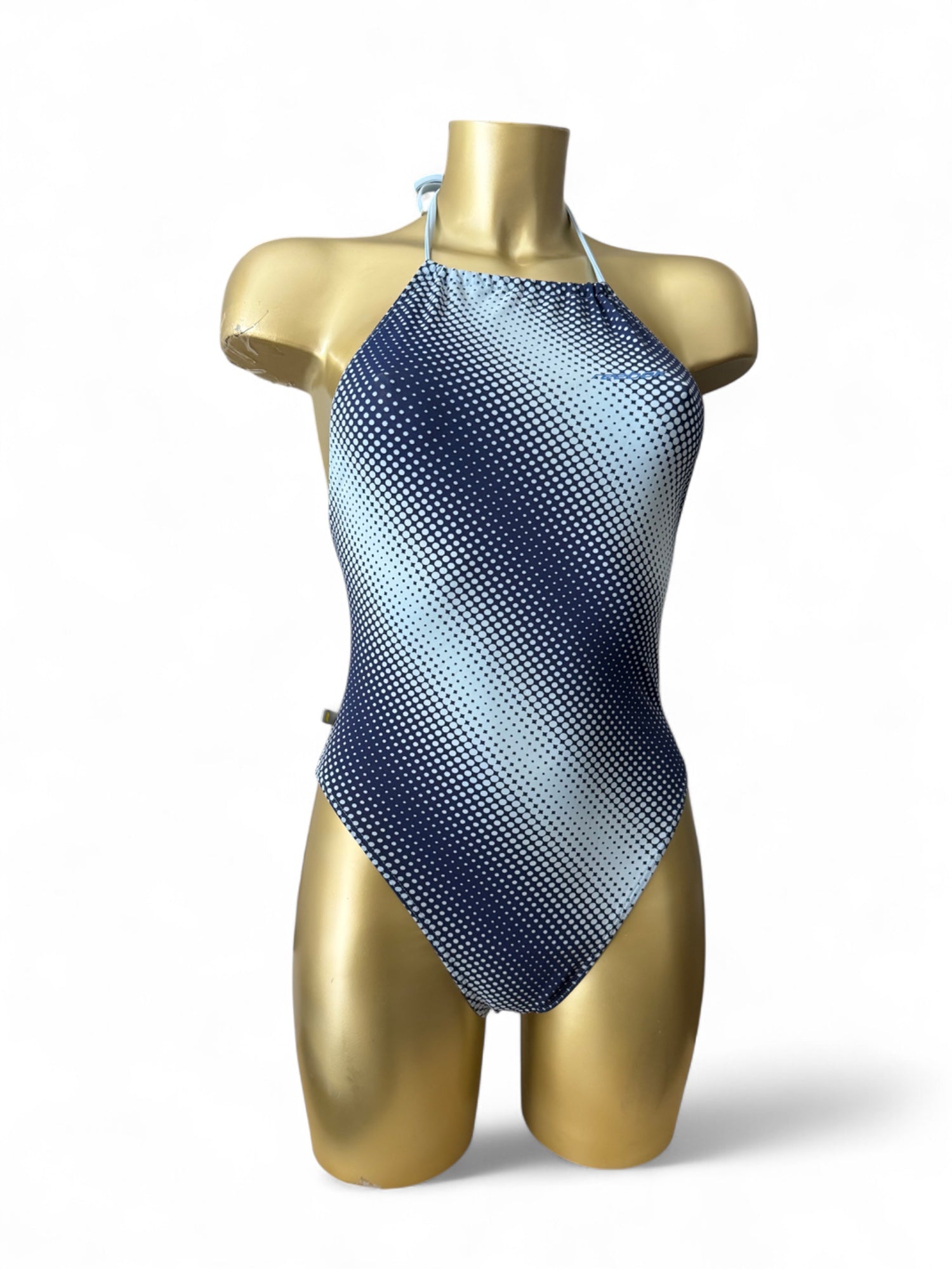 Blue lycra backless body swimsuit (S)