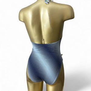 Blue lycra backless body swimsuit (S)
