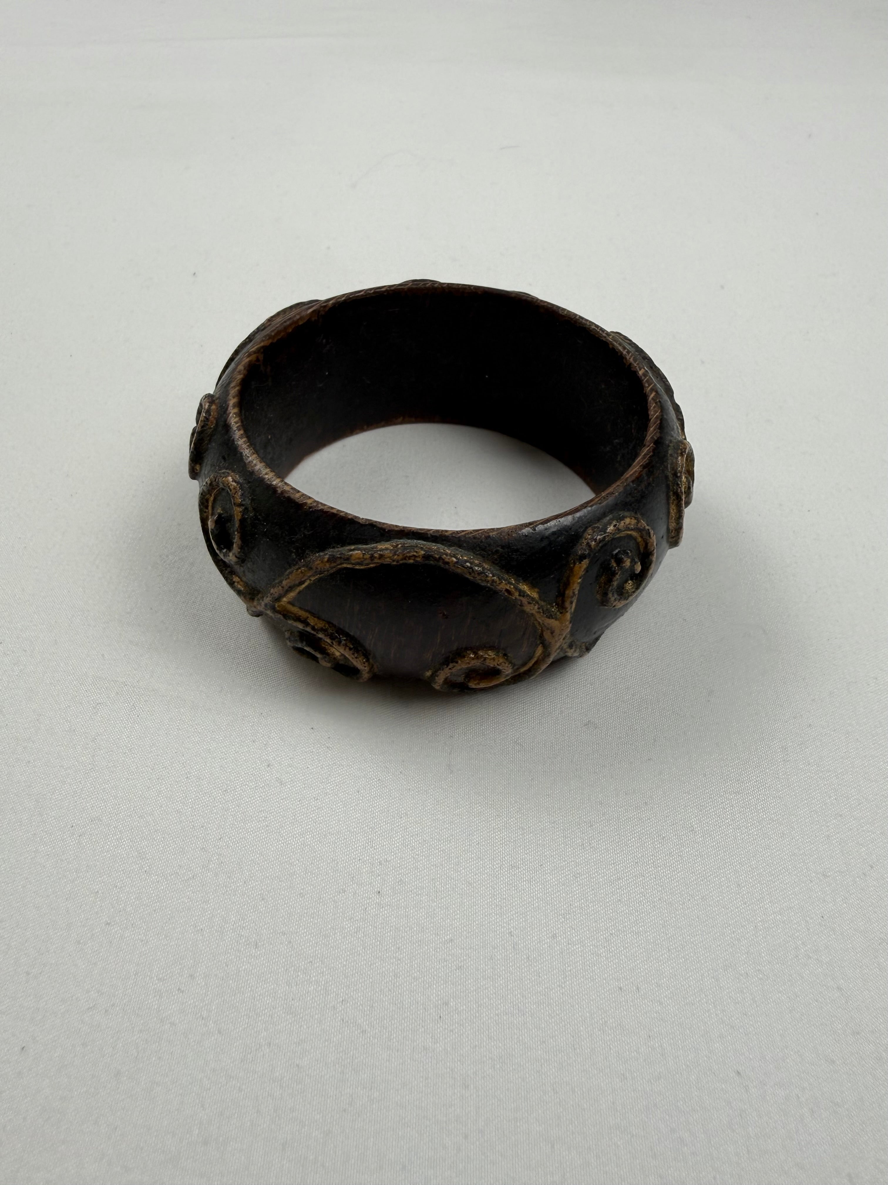 Brown wood bangle bracelet