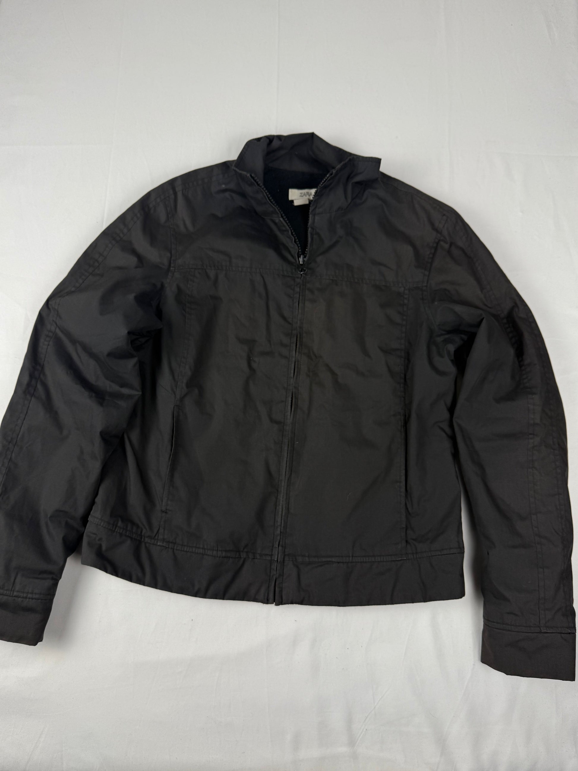 Black zip up lightweight puffer biker jacket (M/L)