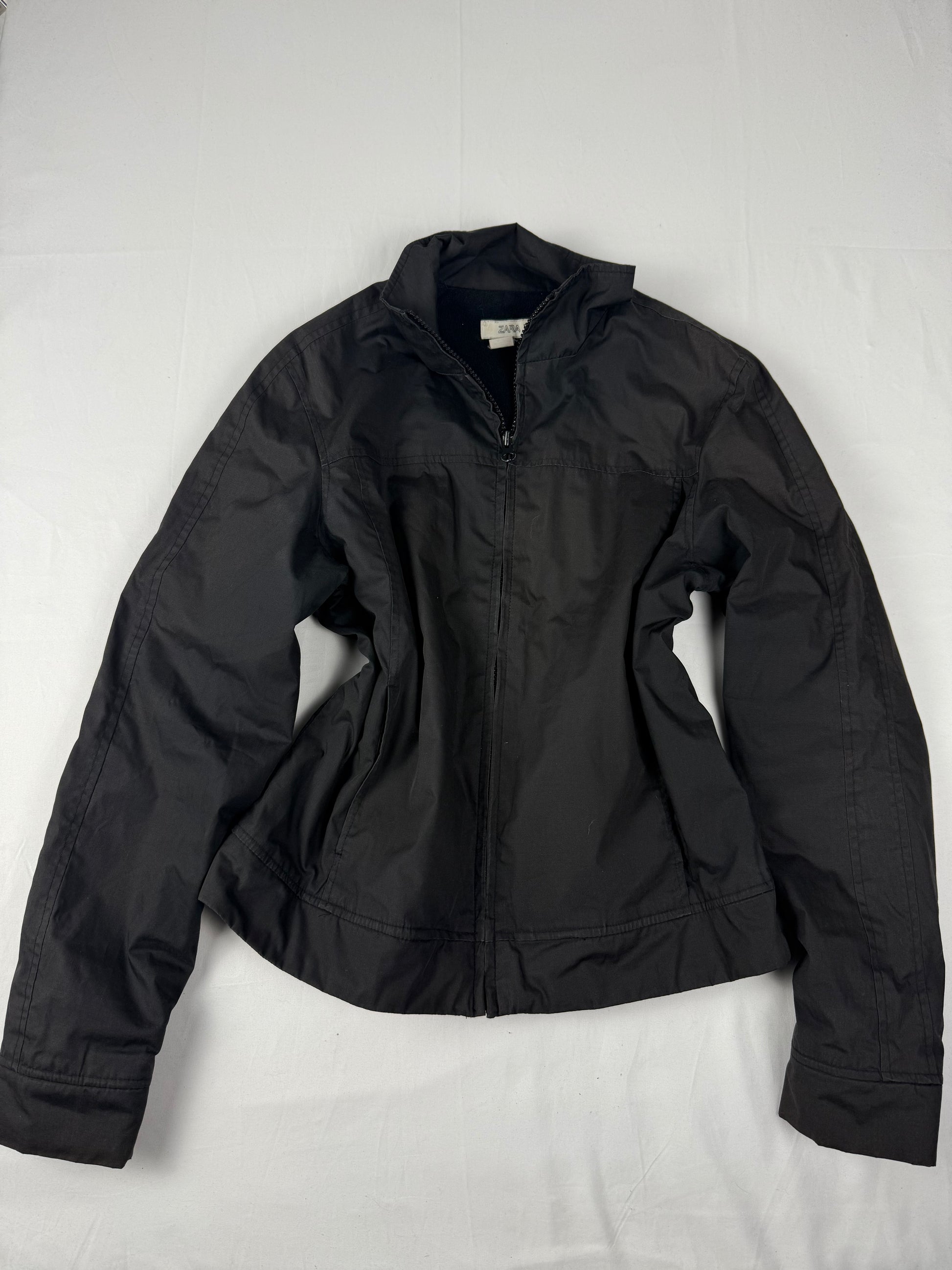 Black zip up lightweight puffer biker jacket (M/L)