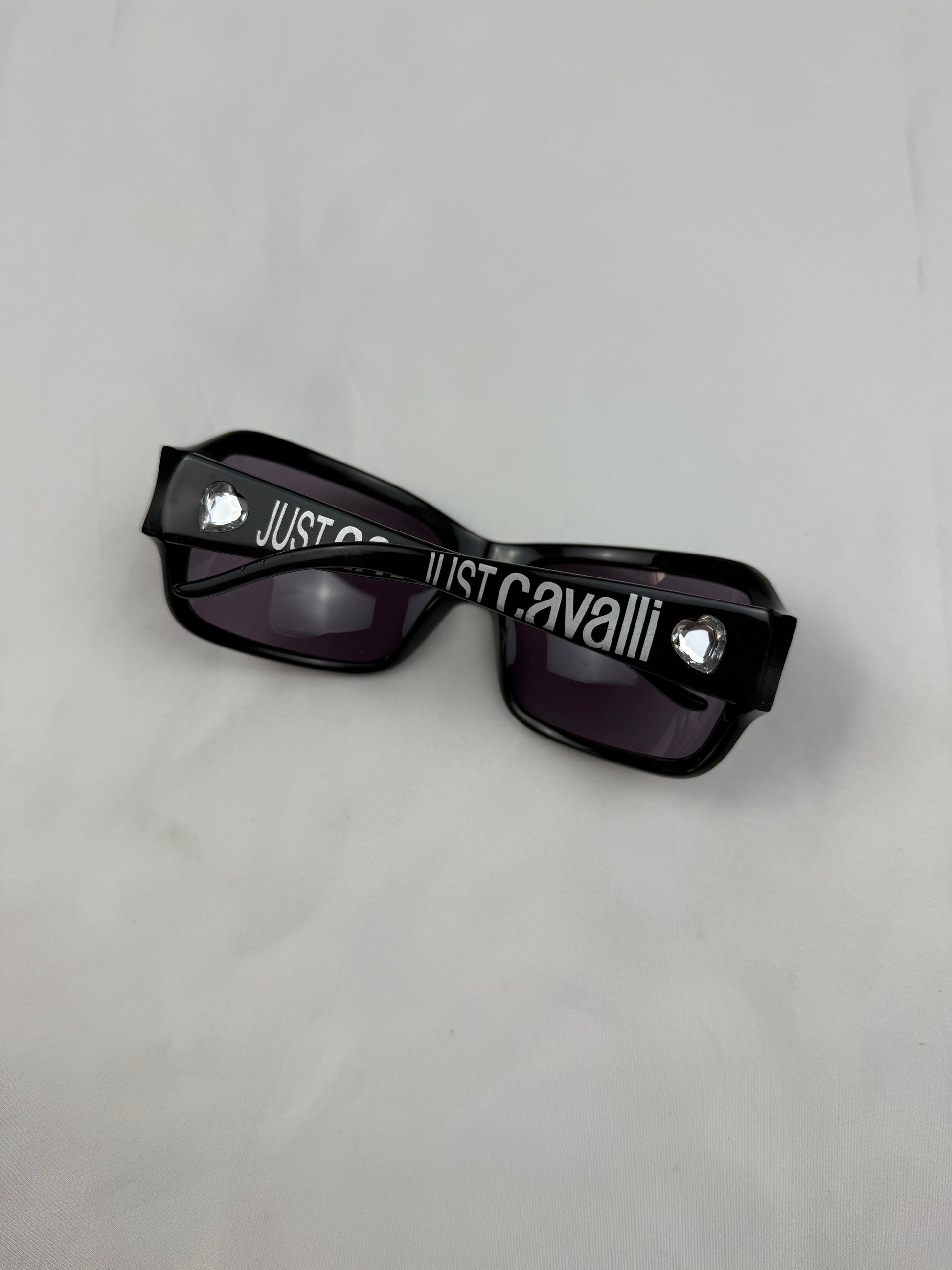 Black 2000s rhinestones logo sunglasses