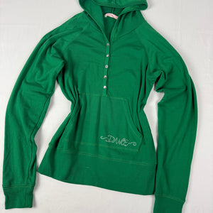 Green logo cotton hoodie (S)