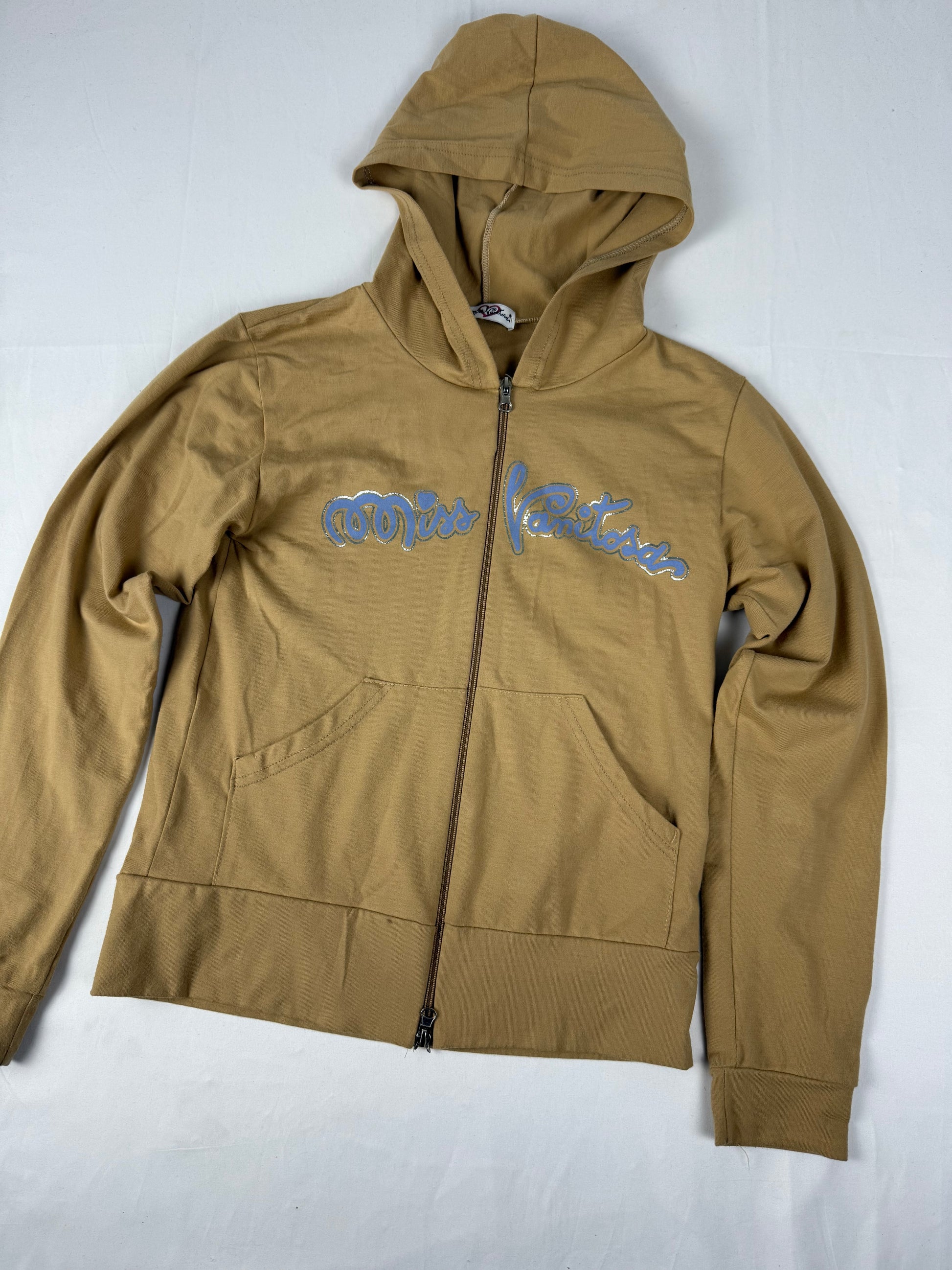 Beige logo zip up hoodie (M/L)